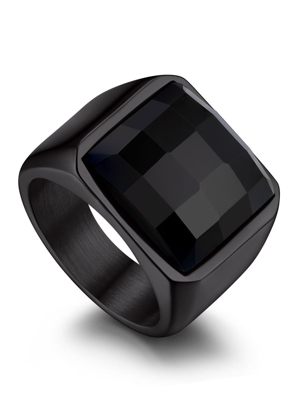 Bandmax Square Cut Gemstone Rings for Men Women, Shining Stone Signet Ring Cocktail Ring Statement Ring Personalized Birthstone Ring for Gift US Size 7-14