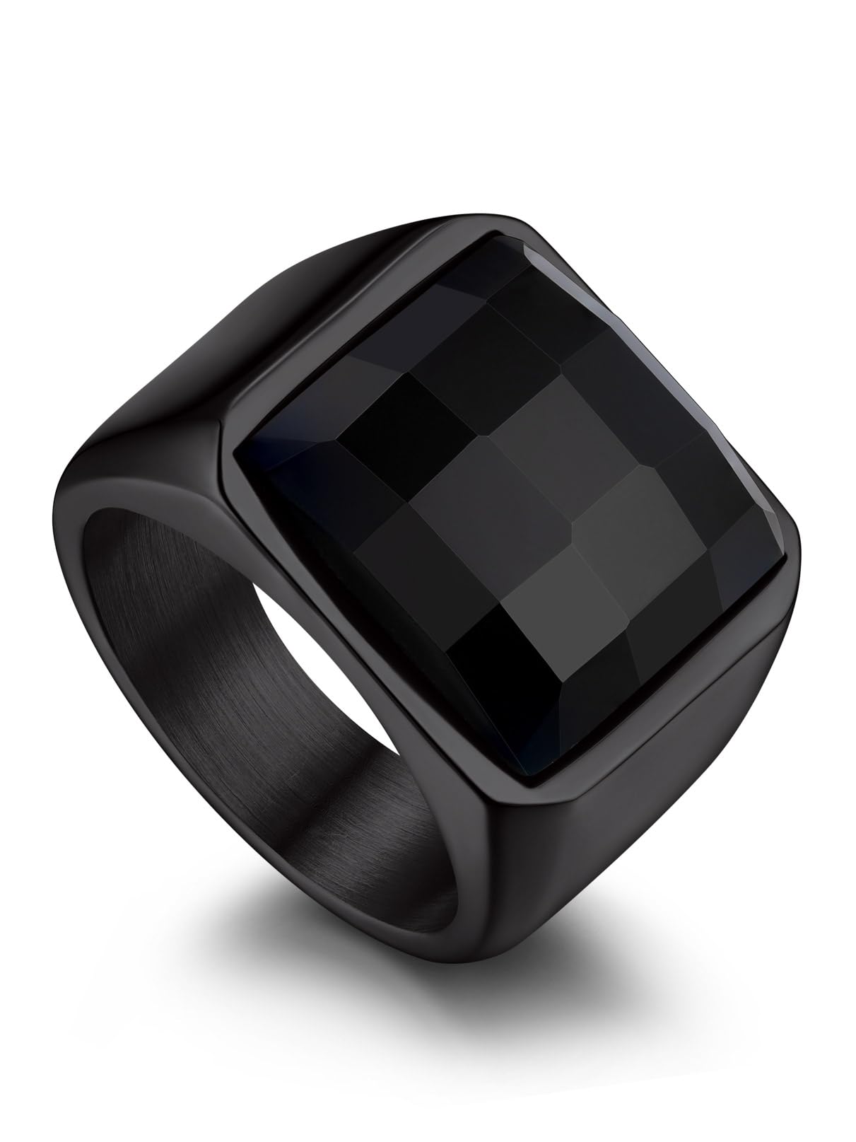 Bandmax Square Cut Gemstone Rings for Men Women, Shining Stone Signet Ring Cocktail Ring Statement Ring Personalized Birthstone Ring for Gift US Size 7-14