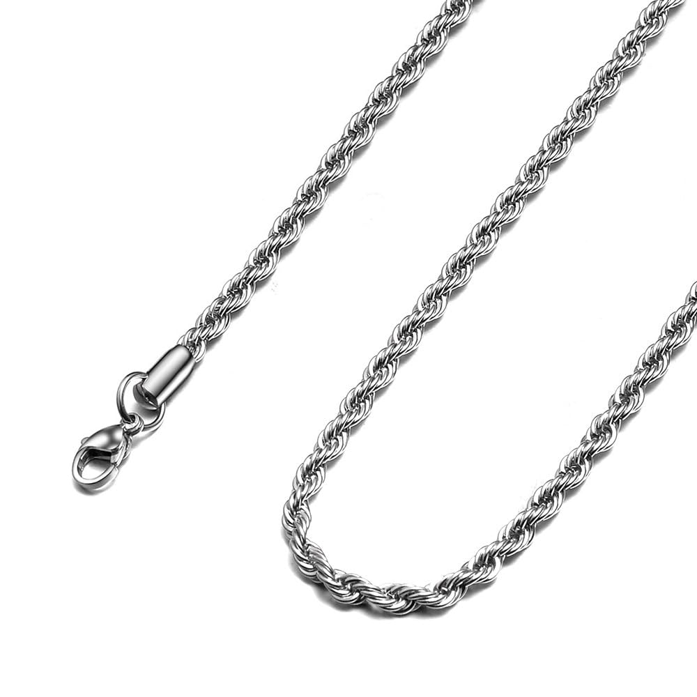 18k Real Gold Plated Rope Chain 1.5mm 2.5mm 5mm Stainless Steel Twist Chain Necklace for Men Women 16 Inches 36 Inches