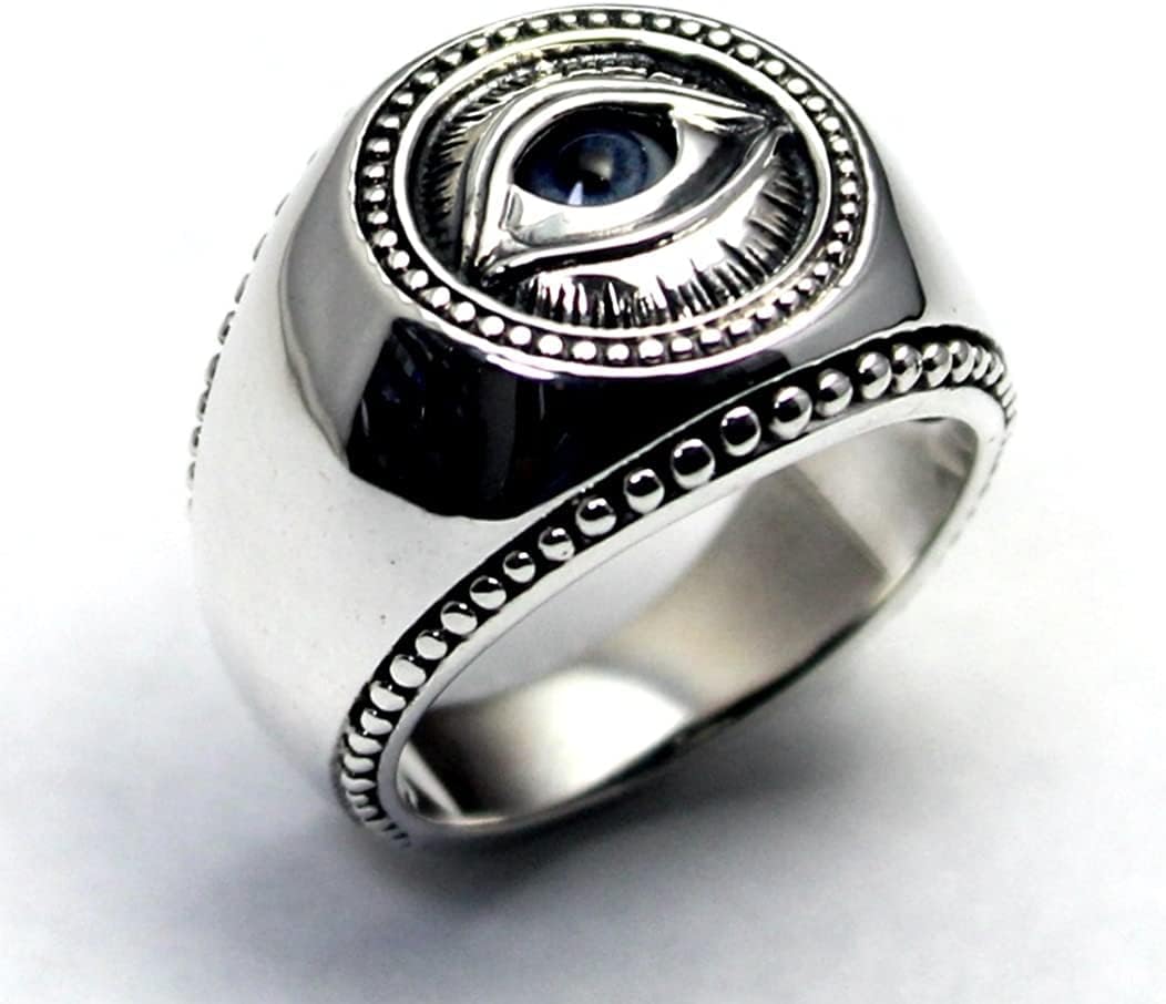 COSUMOSU Eye of Horus Sterling Silver Evil Eye Ring for Men