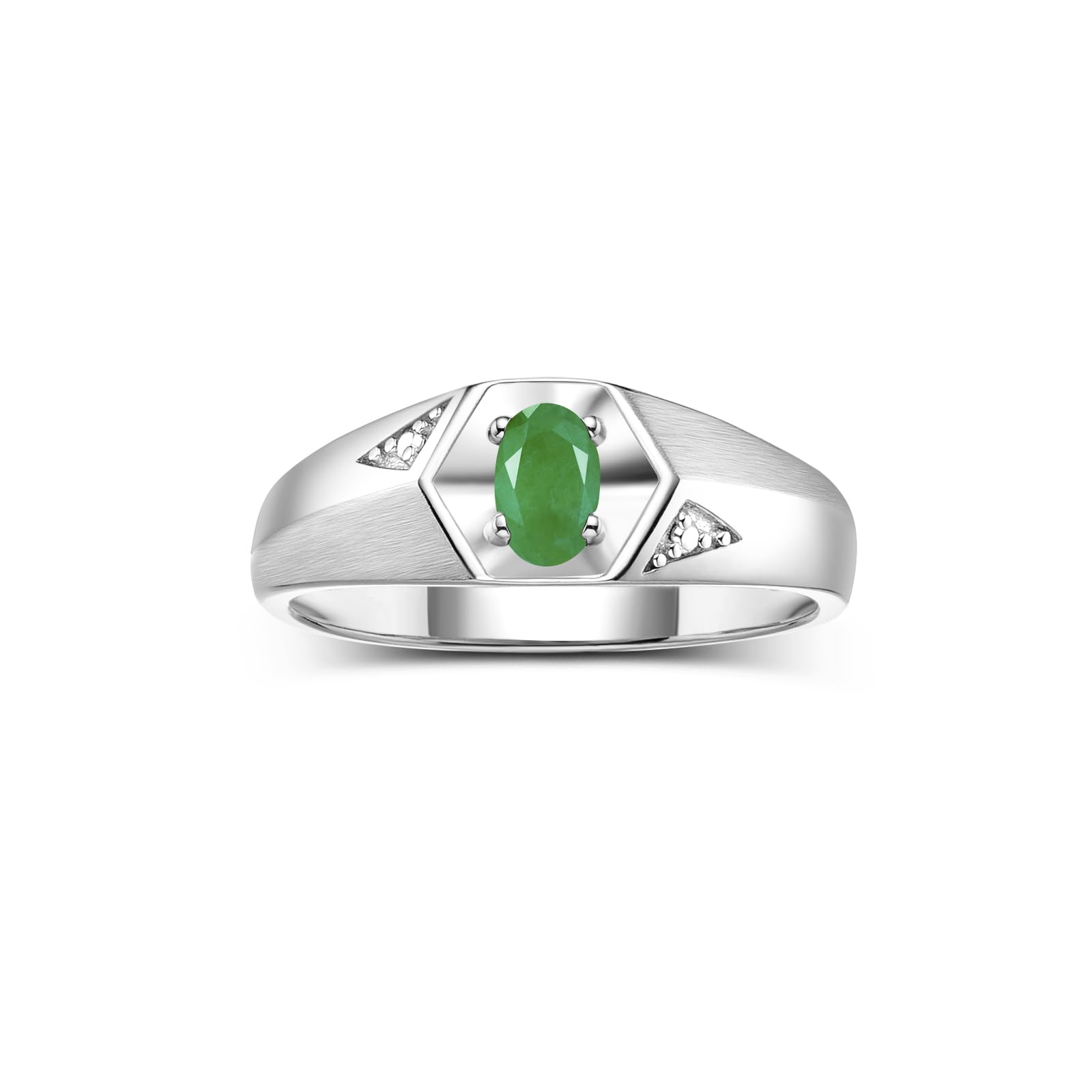 Rylos Men's Sterling Silver Classic 6X4MM Oval Gemstone & Diamond Ring - Birthstone Elegance, Sizes 8-13