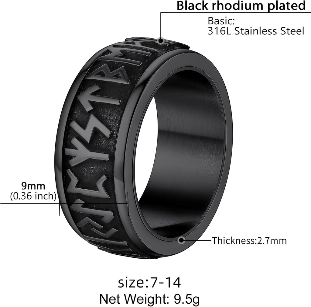 Supcare Men Women Fidget Ring,Nordic/Celtic/Moon Star Spinner Ring Jewelry Custom Name Ring Gifts for Christmas,Size 7-14 (with Jewelry Gift Box)