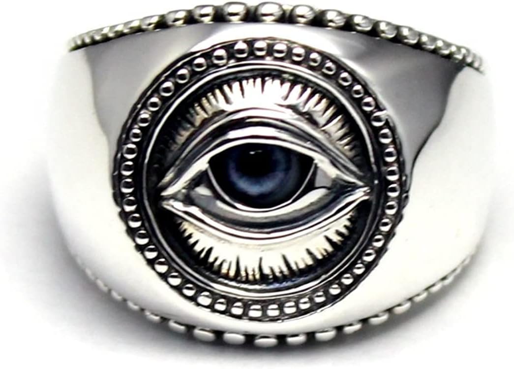 COSUMOSU Eye of Horus Sterling Silver Evil Eye Ring for Men