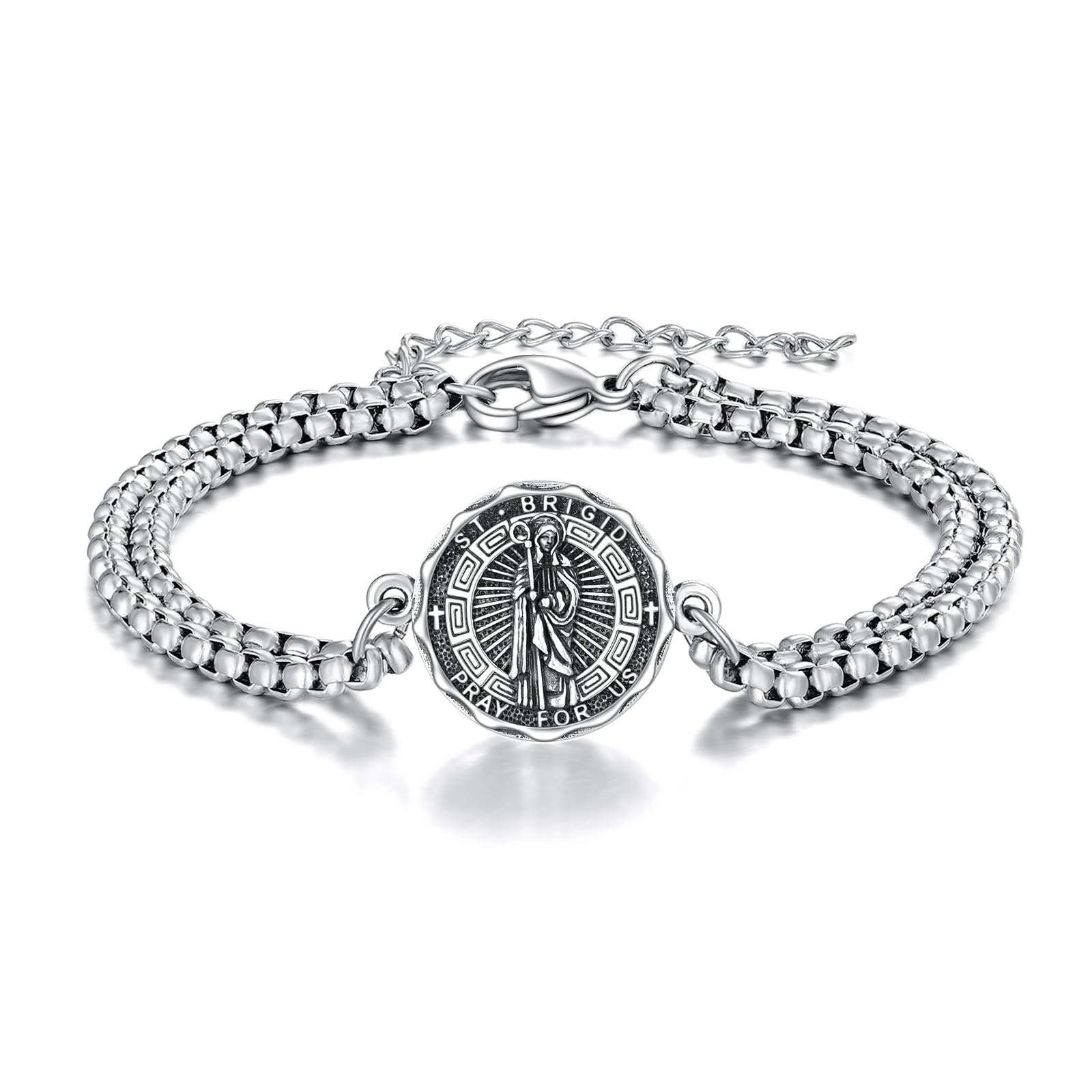 YFN Patron Saint Bracelet Sterling Silver Religious Protector Bracelet Jewelry Gift for Women Men