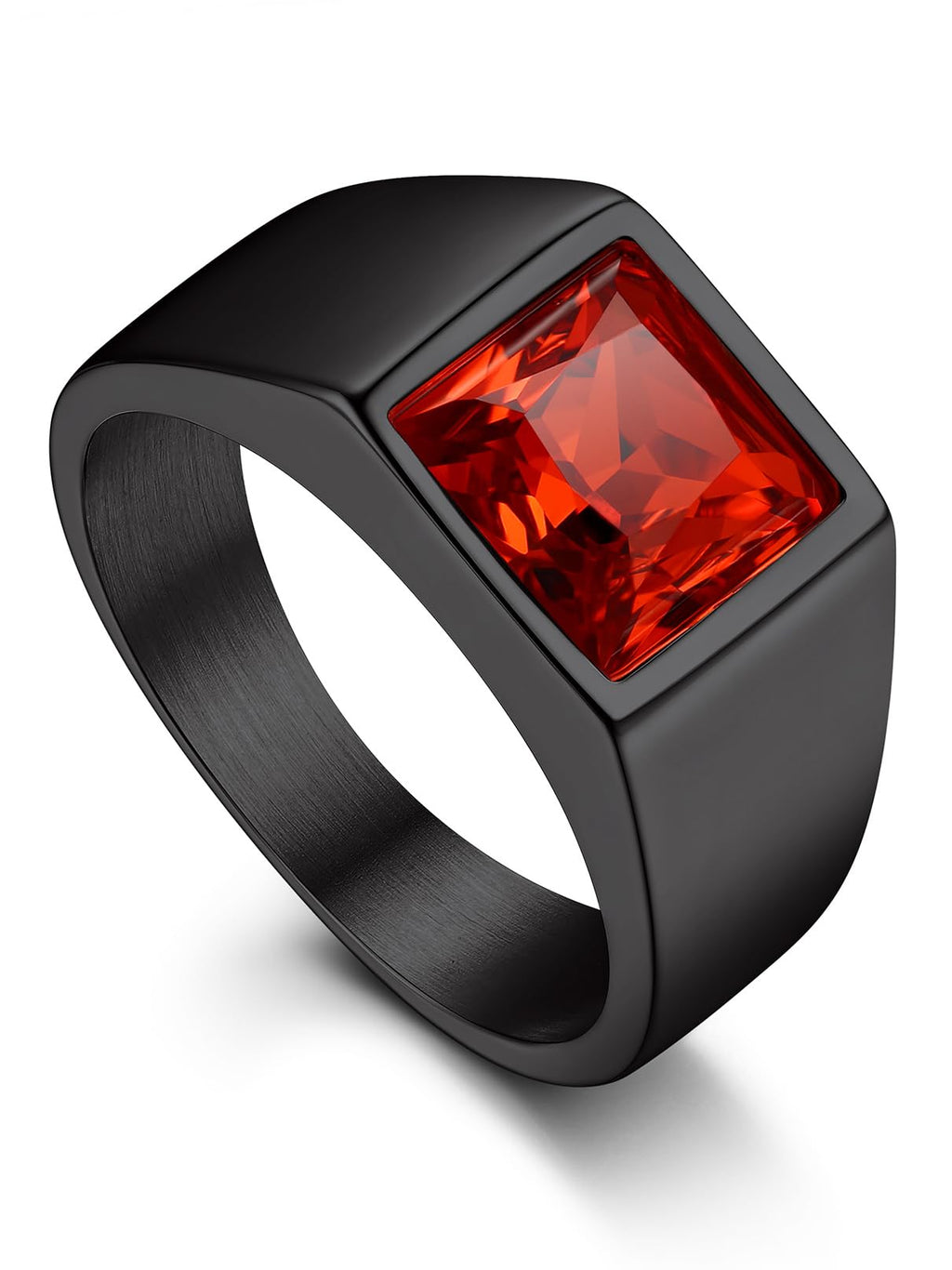 Bandmax Square Cut Gemstone Rings for Men Women, Shining Stone Signet Ring Cocktail Ring Statement Ring Personalized Birthstone Ring for Gift US Size 7-14