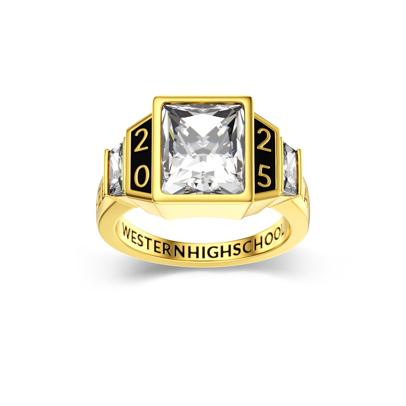 2025 Class Personalized Custom Ring for Men Women, 925 Sterling Silver/10K 14K 18K Gold Birthstone/Emerald/Sapphire Class High School College Graduation Gift Championship Rings for Him Her