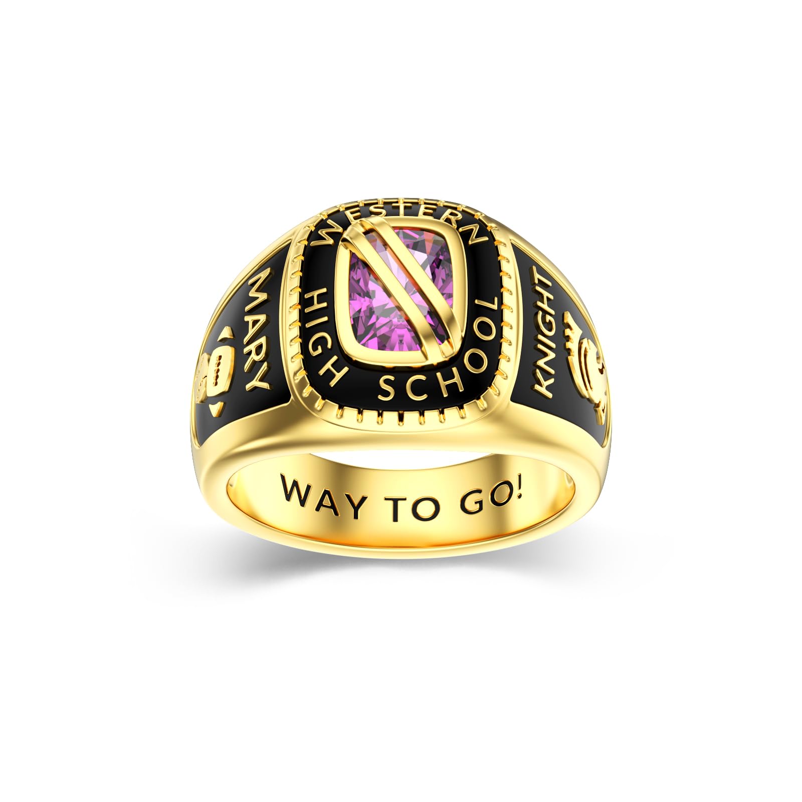 2025 Class Personalized Custom Ring for Men Women, 925 Sterling Silver/10K 14K 18K Gold Birthstone/Emerald/Sapphire Class High School College Graduation Gift Championship Rings for Him Her
