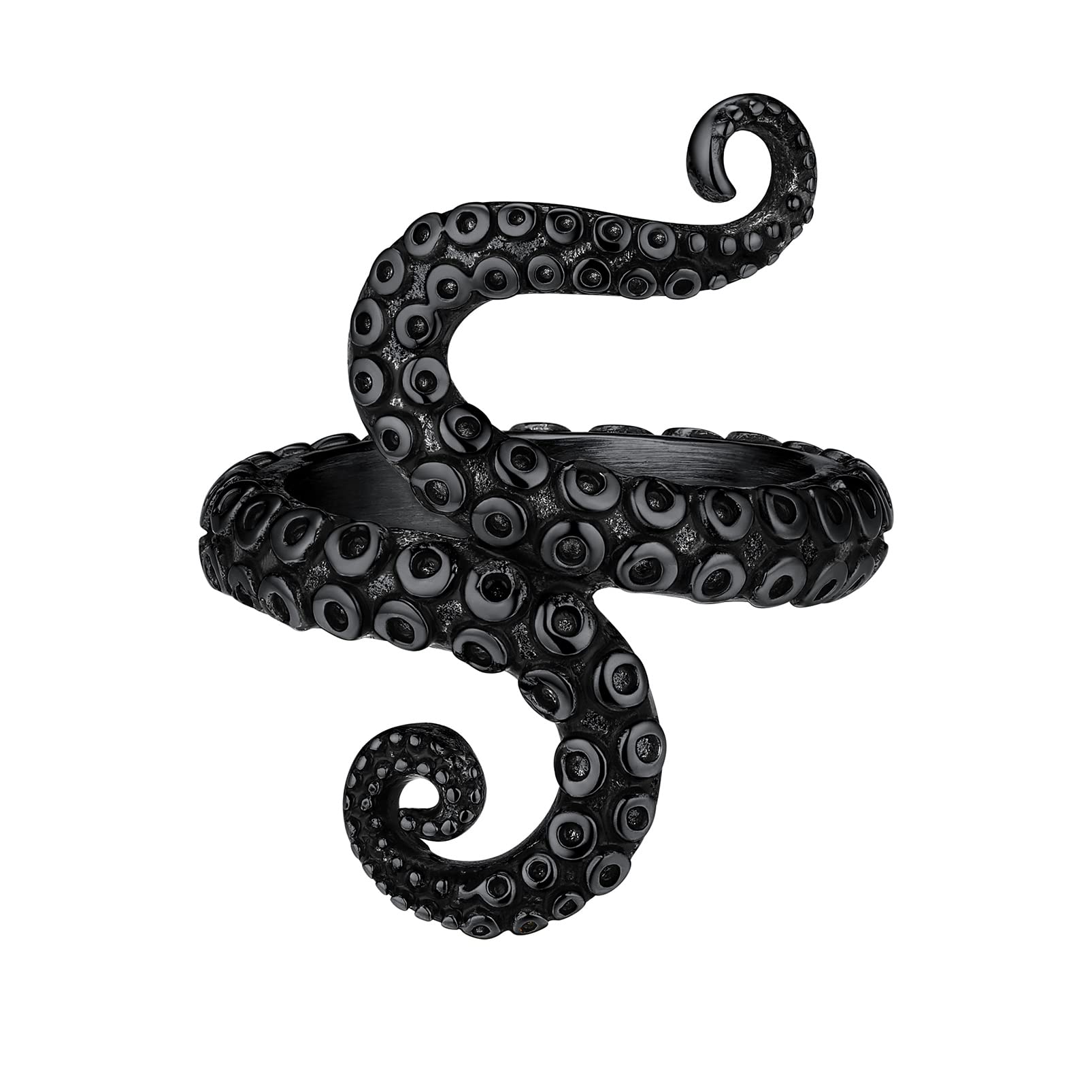PROSTEEL Mens Gothic Biker Ring, 316L Stainless Steel Dragon Claw Eye Ring/Raven Skull Ring/Octopus Ring, Cool and Masculine, Size 7-14, Black/18K Gold Plated, Come with Box