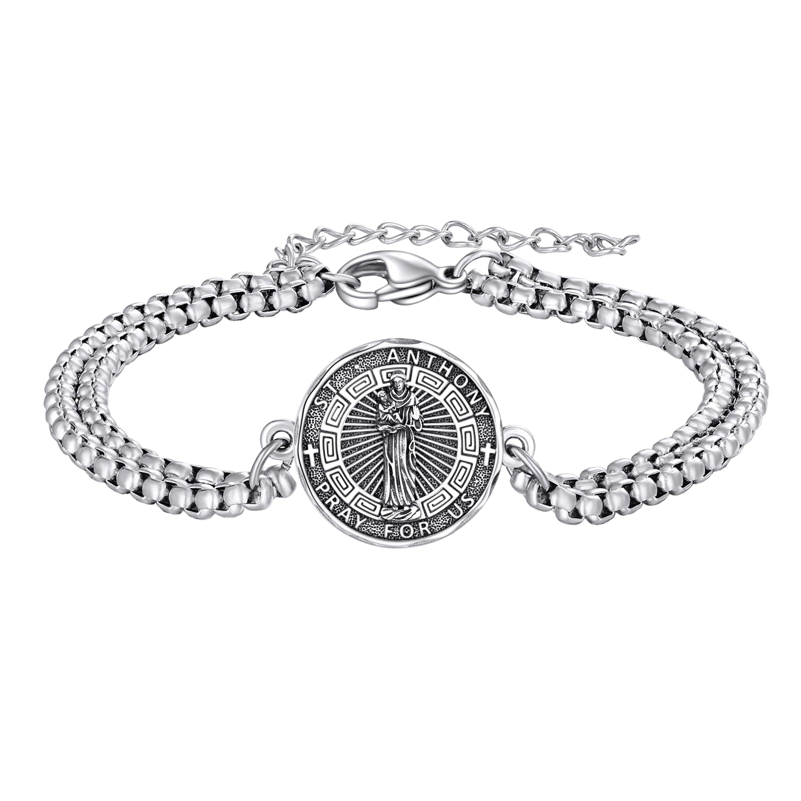 YFN Patron Saint Bracelet Sterling Silver Religious Protector Bracelet Jewelry Gift for Women Men