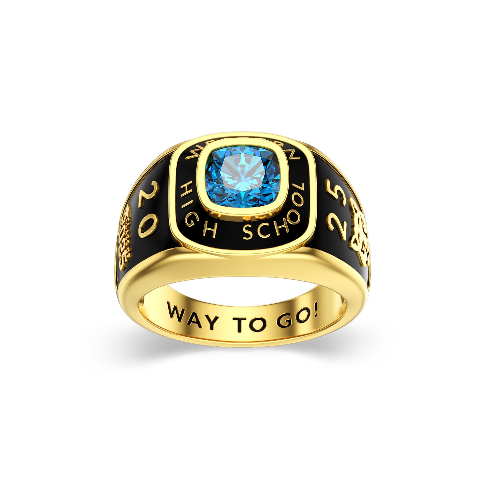 2025 Class Personalized Custom Ring for Men Women, 925 Sterling Silver/10K 14K 18K Gold Birthstone/Emerald/Sapphire Class High School College Graduation Gift Championship Rings for Him Her