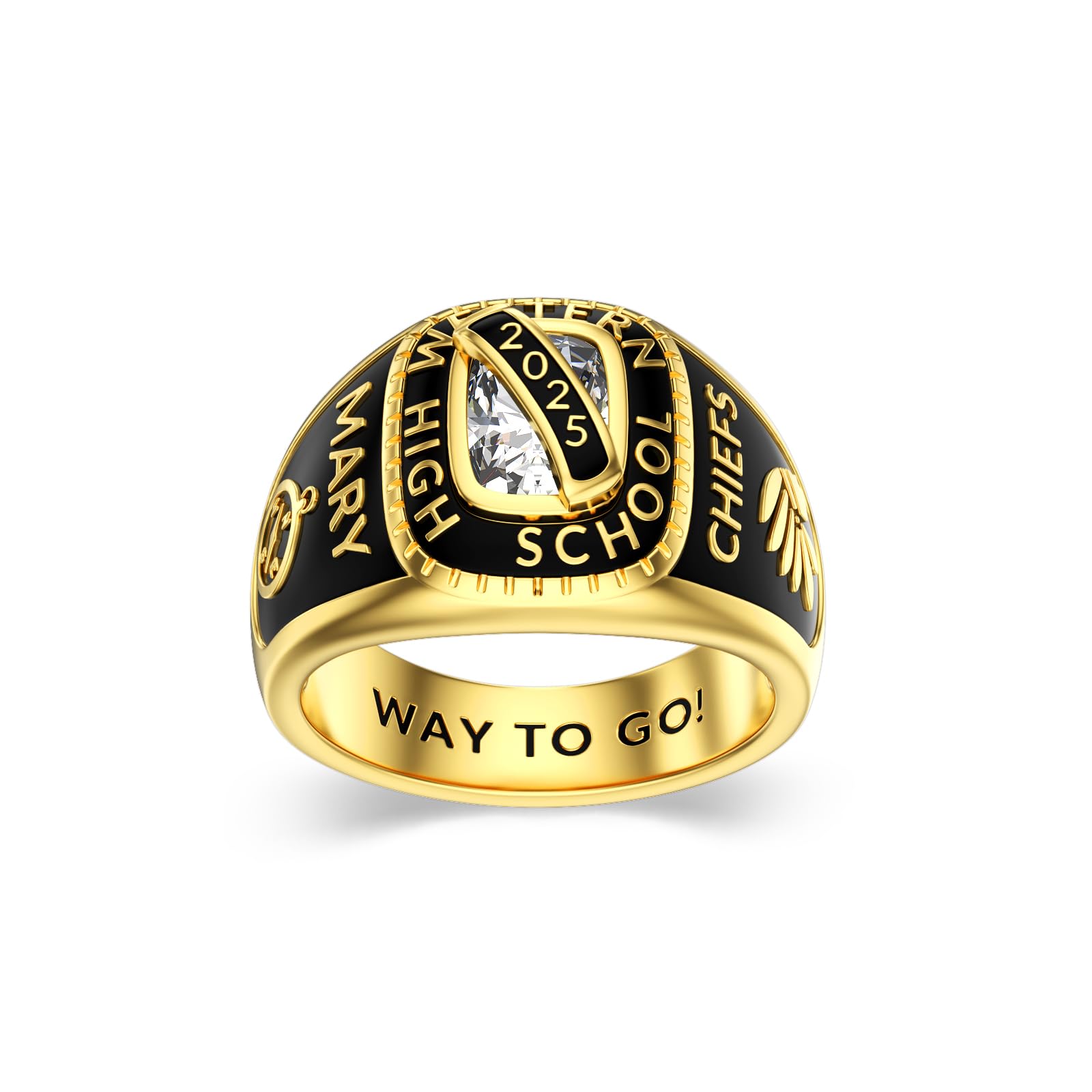 2025 Class Personalized Custom Ring for Men Women, 925 Sterling Silver/10K 14K 18K Gold Birthstone/Emerald/Sapphire Class High School College Graduation Gift Championship Rings for Him Her