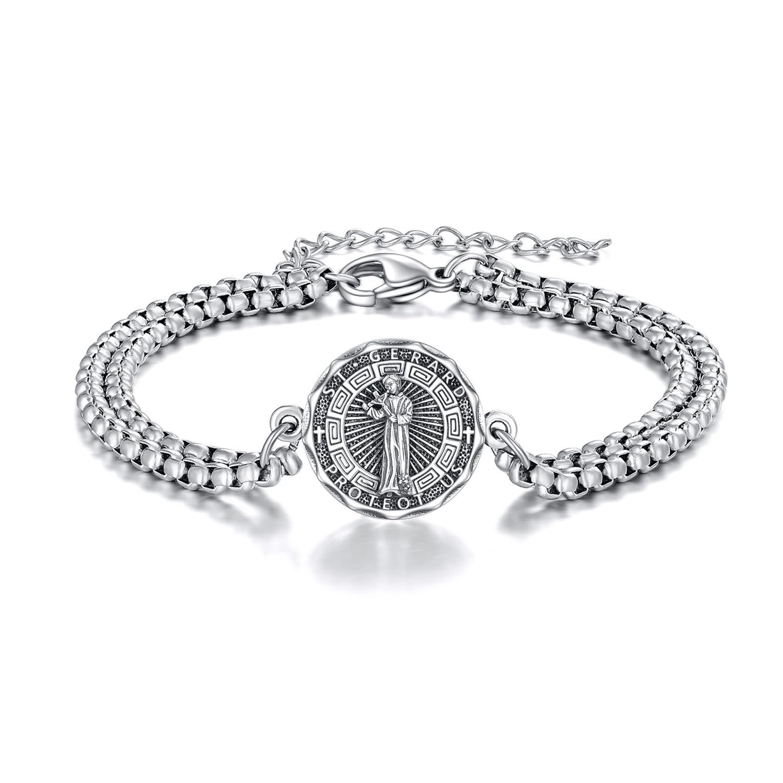 YFN Patron Saint Bracelet Sterling Silver Religious Protector Bracelet Jewelry Gift for Women Men