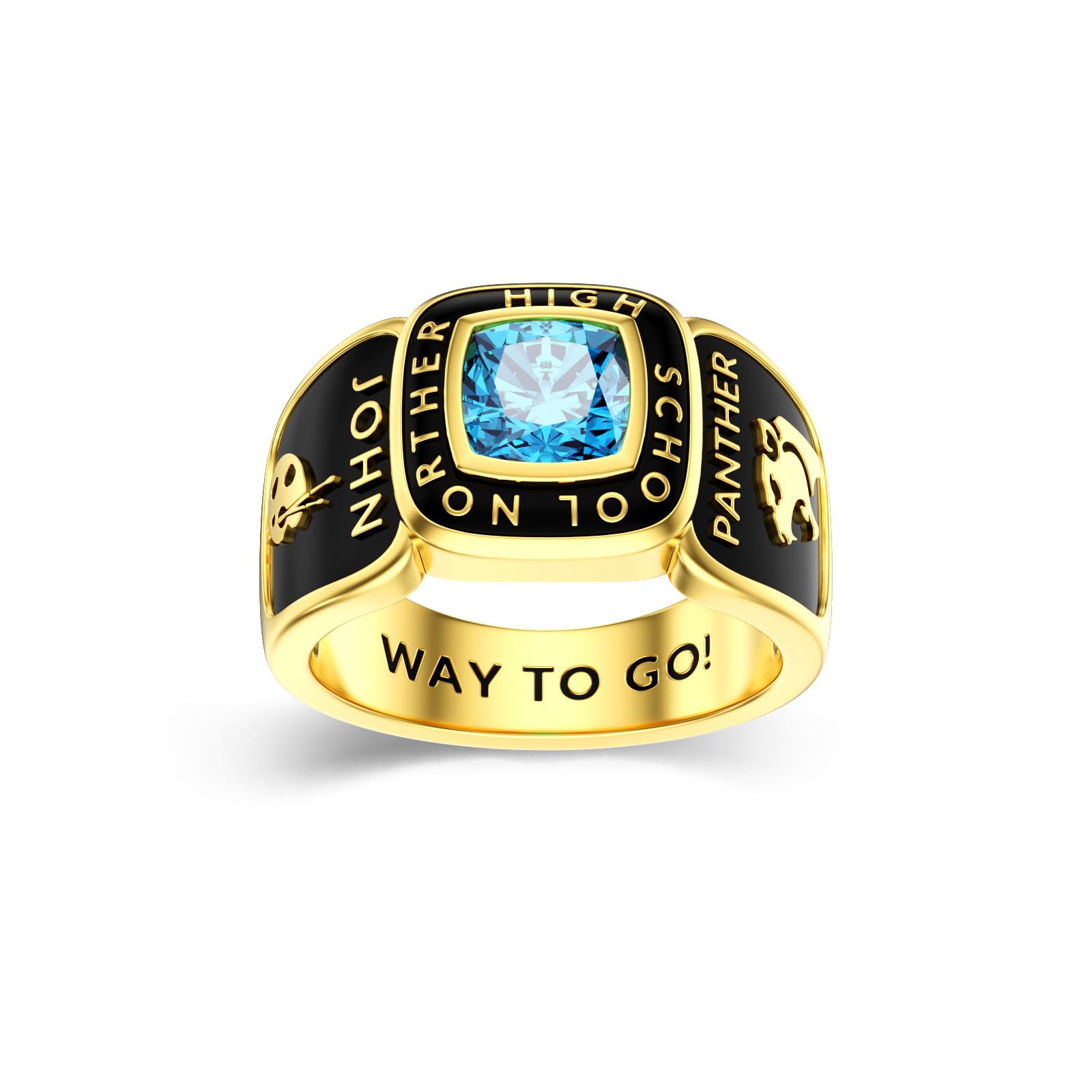 2025 Class Personalized Custom Ring for Men Women, 925 Sterling Silver/10K 14K 18K Gold Birthstone/Emerald/Sapphire Class High School College Graduation Gift Championship Rings for Him Her