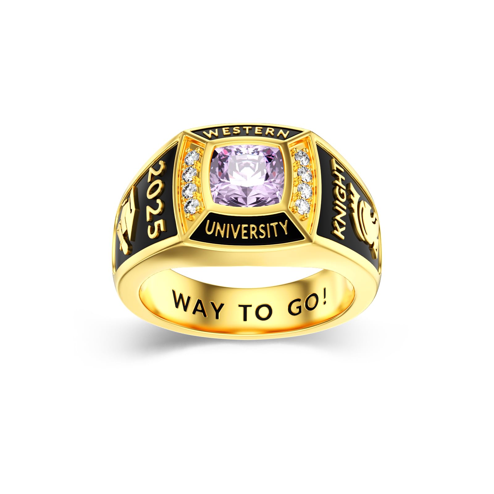 2025 Class Personalized Custom Ring for Men Women, 925 Sterling Silver/10K 14K 18K Gold Birthstone/Emerald/Sapphire Class High School College Graduation Gift Championship Rings for Him Her