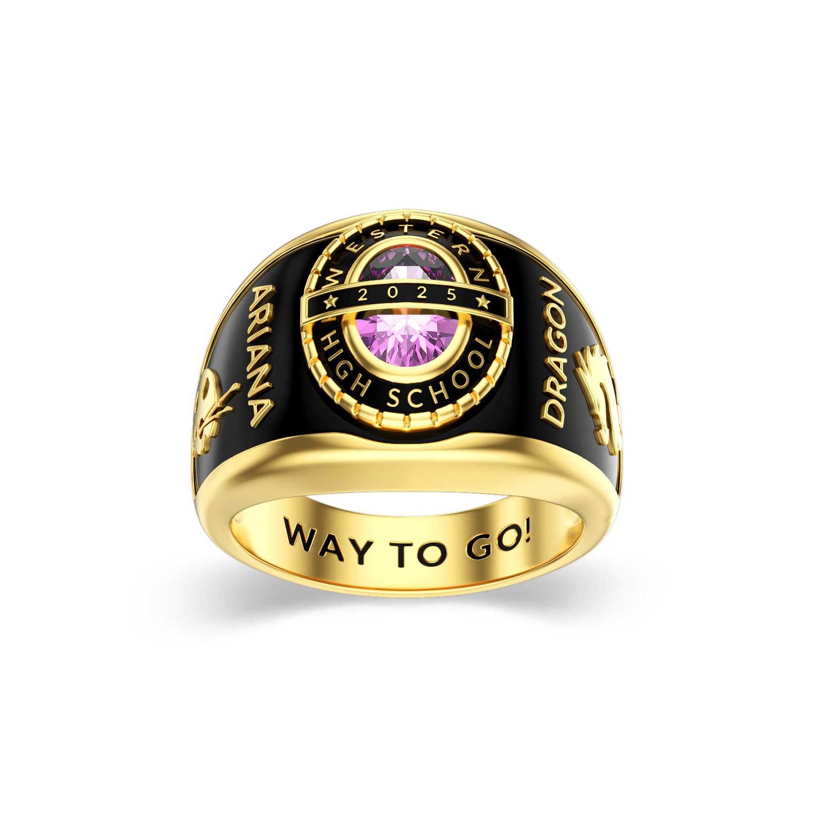 2025 Class Personalized Custom Ring for Men Women, 925 Sterling Silver/10K 14K 18K Gold Birthstone/Emerald/Sapphire Class High School College Graduation Gift Championship Rings for Him Her