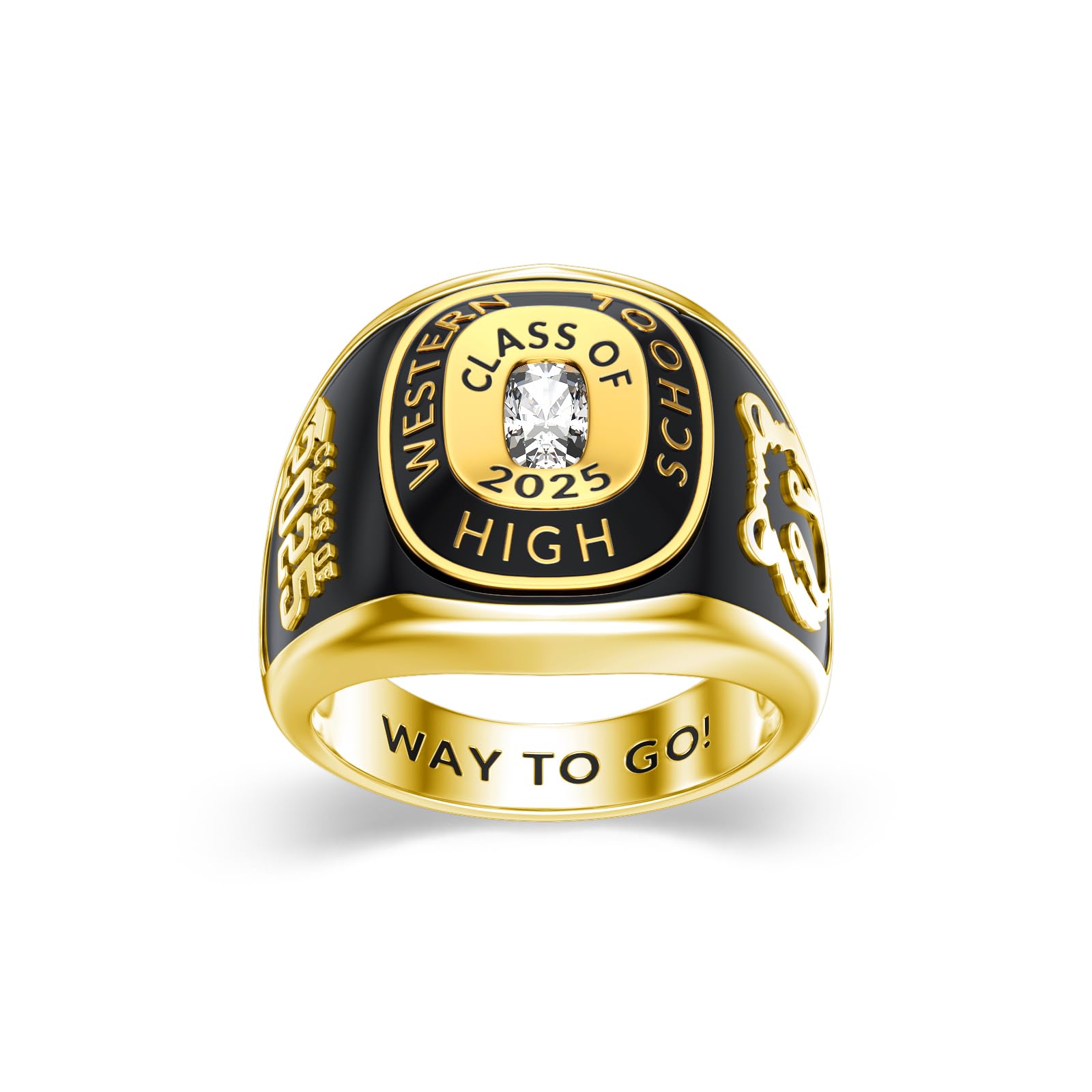 2025 Class Personalized Custom Ring for Men Women, 925 Sterling Silver/10K 14K 18K Gold Birthstone/Emerald/Sapphire Class High School College Graduation Gift Championship Rings for Him Her