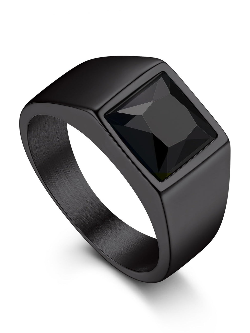Bandmax Square Cut Gemstone Rings for Men Women, Shining Stone Signet Ring Cocktail Ring Statement Ring Personalized Birthstone Ring for Gift US Size 7-14