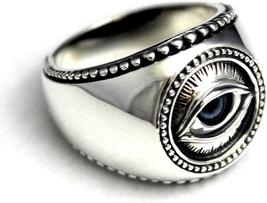 COSUMOSU Eye of Horus Sterling Silver Evil Eye Ring for Men