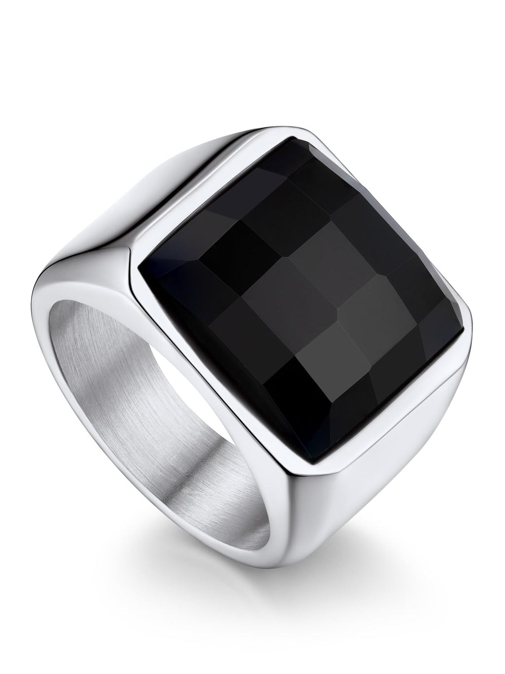 Bandmax Square Cut Gemstone Rings for Men Women, Shining Stone Signet Ring Cocktail Ring Statement Ring Personalized Birthstone Ring for Gift US Size 7-14