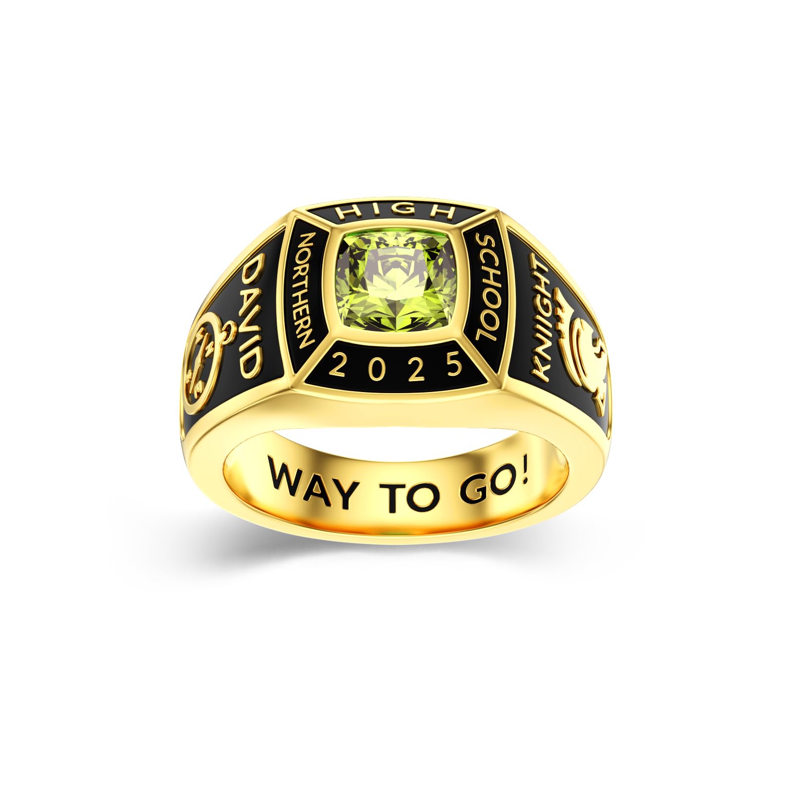 2025 Class Personalized Custom Ring for Men Women, 925 Sterling Silver/10K 14K 18K Gold Birthstone/Emerald/Sapphire Class High School College Graduation Gift Championship Rings for Him Her
