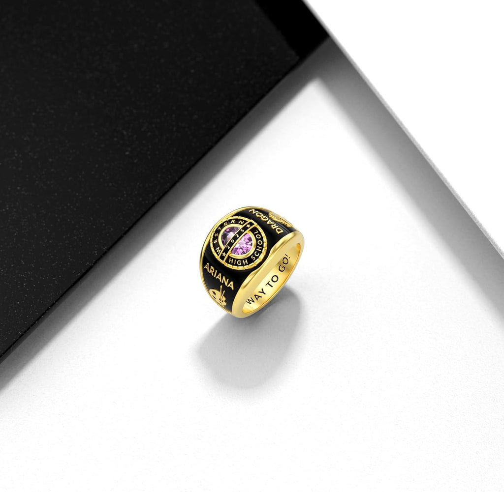 2025 Class Personalized Custom Ring for Men Women, 925 Sterling Silver/10K 14K 18K Gold Birthstone/Emerald/Sapphire Class High School College Graduation Gift Championship Rings for Him Her