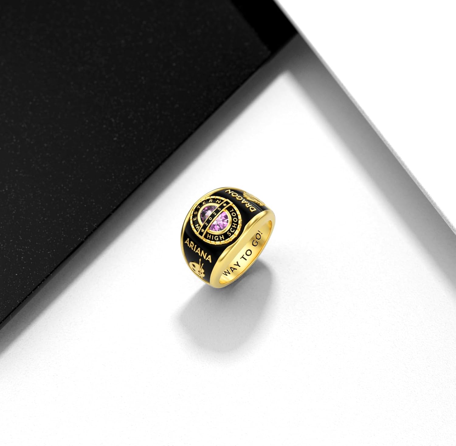 2025 Class Personalized Custom Ring for Men Women, 925 Sterling Silver/10K 14K 18K Gold Birthstone/Emerald/Sapphire Class High School College Graduation Gift Championship Rings for Him Her