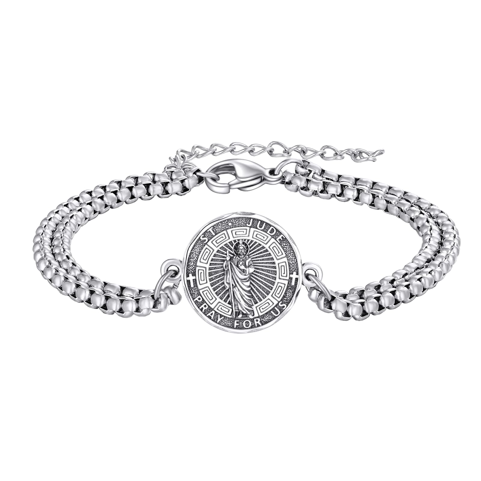 YFN Patron Saint Bracelet Sterling Silver Religious Protector Bracelet Jewelry Gift for Women Men