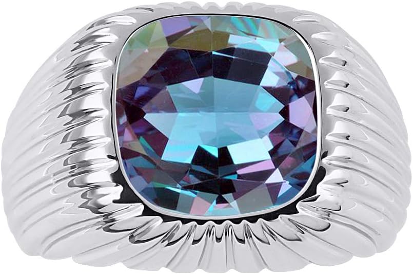 Rylos Gorgeous 12MM Alexandrite Or Aquamarine in Solid Sterling Silver Sizes 8-13