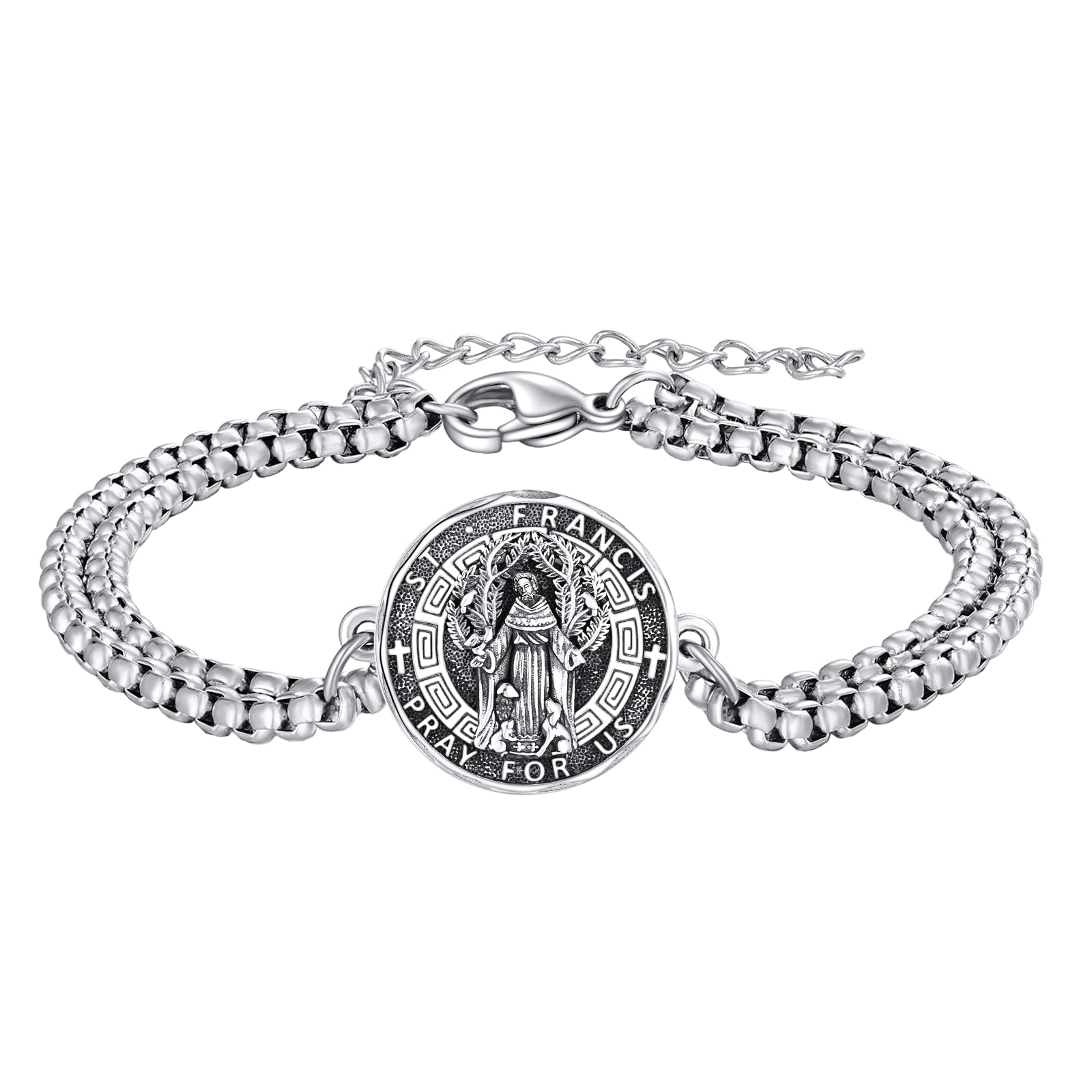 YFN Patron Saint Bracelet Sterling Silver Religious Protector Bracelet Jewelry Gift for Women Men