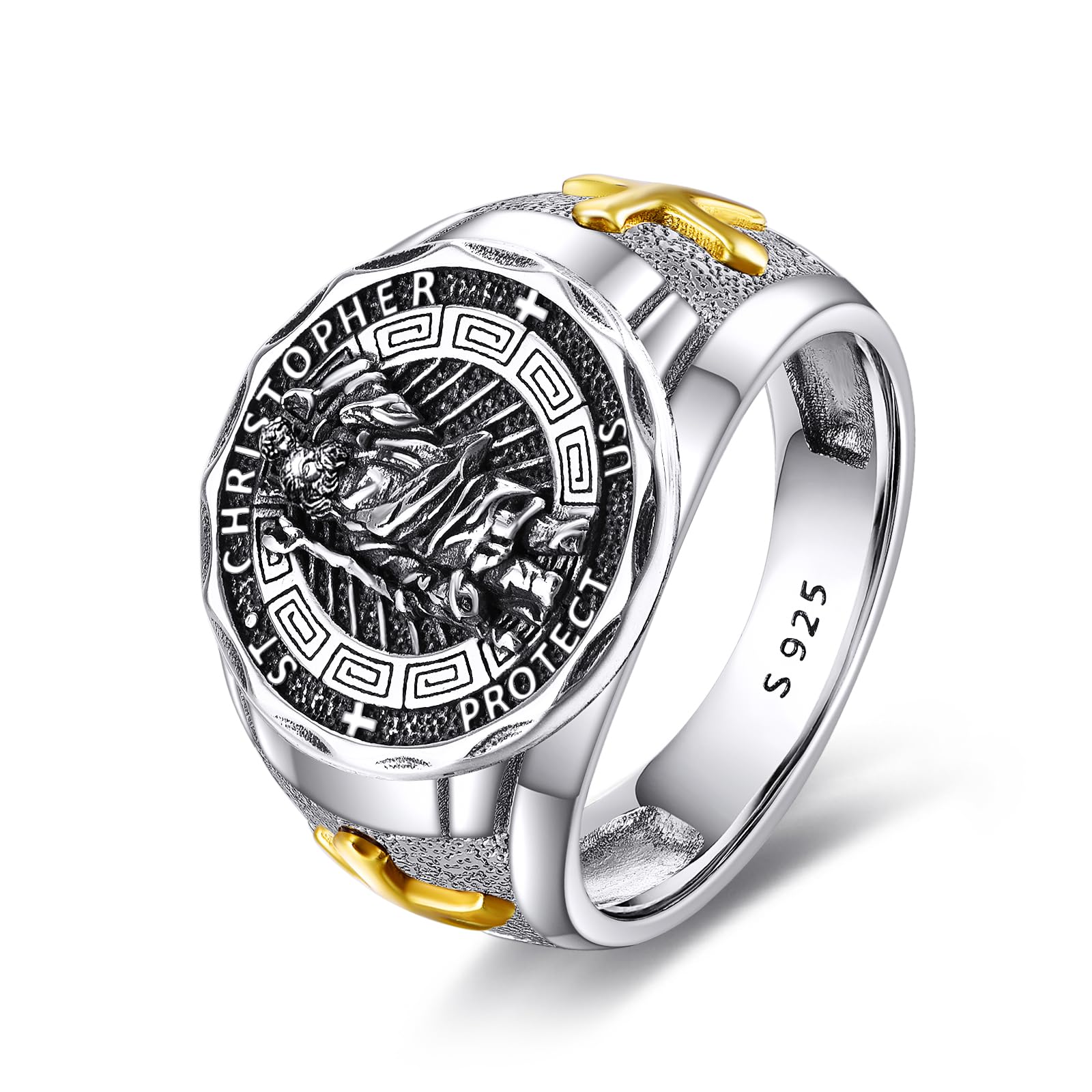 YFN Patron Saint Ring Sterling Silver Religious Protector Ring Jewelry Gifts for Women Men