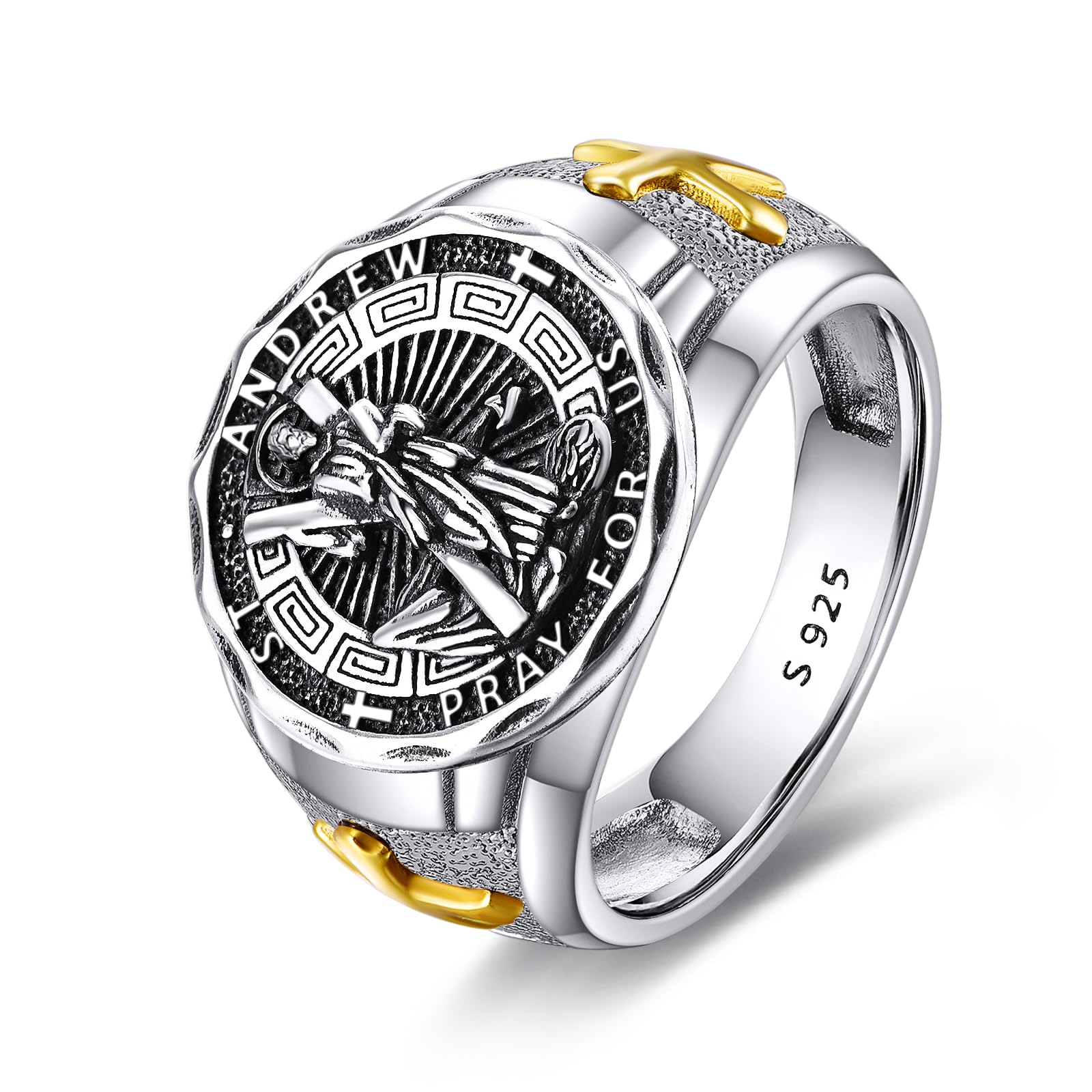 YFN Patron Saint Ring Sterling Silver Religious Protector Ring Jewelry Gifts for Women Men