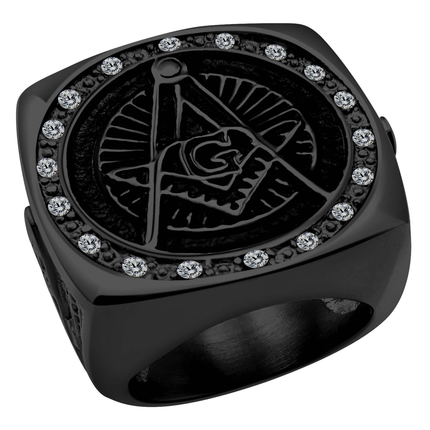 Masonic Signet Rings for Men, 316L Stainless Steel/18K Real Gold/Black Metal Freemason Jewelry, Punk Biker Mason Ring, Size 7-12