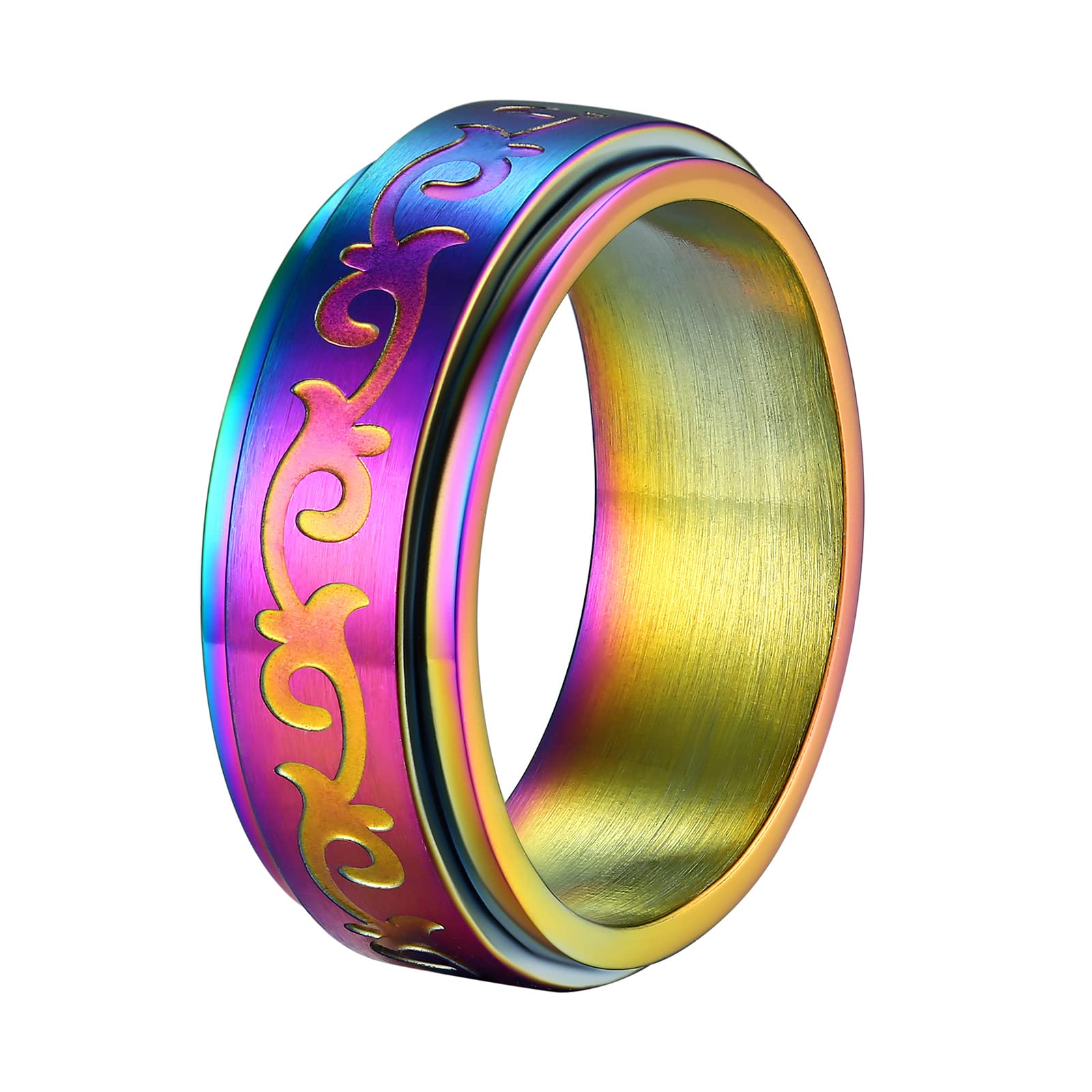 Supcare Men Women Fidget Ring,Nordic/Celtic/Moon Star Spinner Ring Jewelry Custom Name Ring Gifts for Christmas,Size 7-14 (with Jewelry Gift Box)