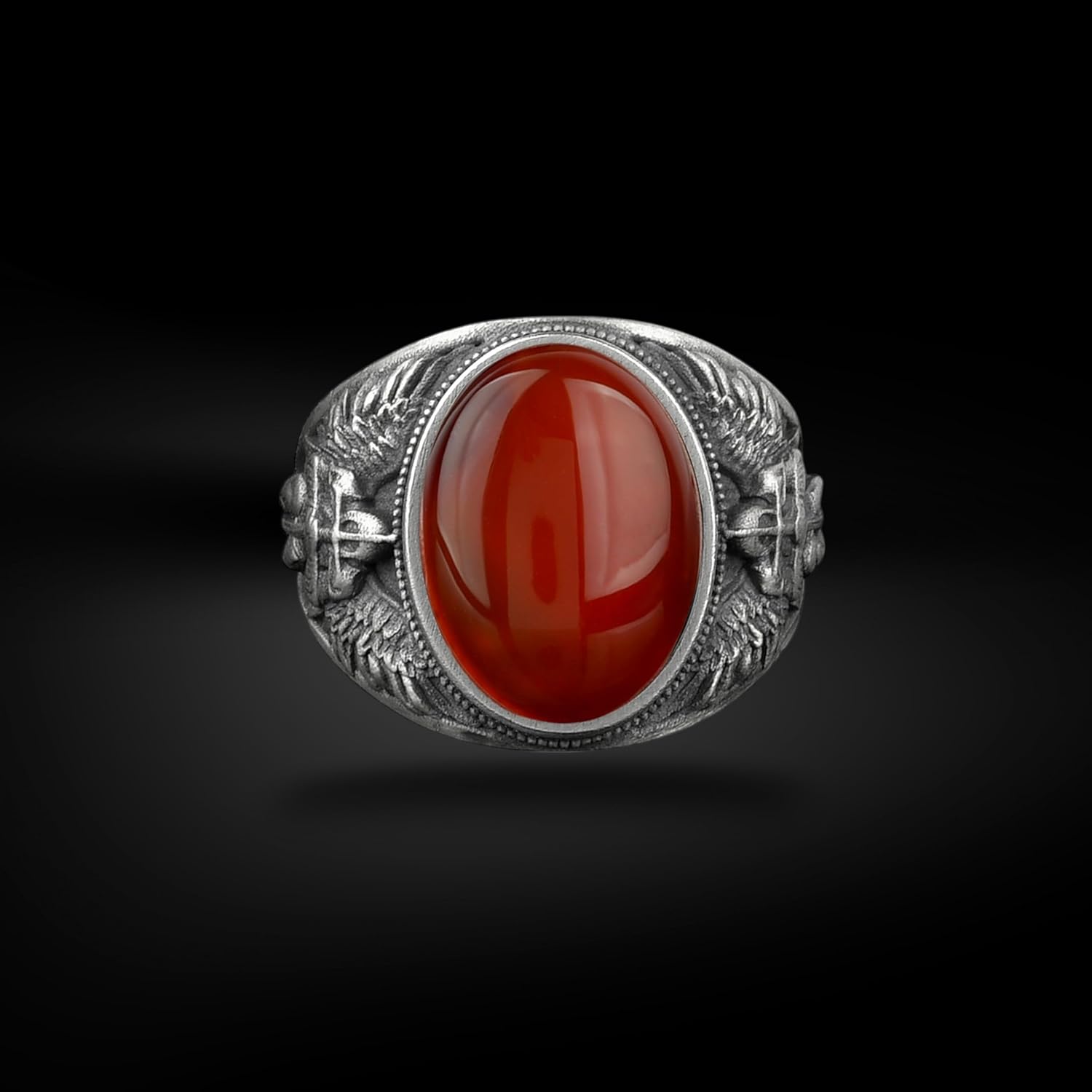 BySilverStone - St. Michael the Archangel Signet Ring for Men with Natural Tiger's Eye Gemstone in Sterling Silver, Commander of God's Army Jewelry Rings, Religious Gift Ring