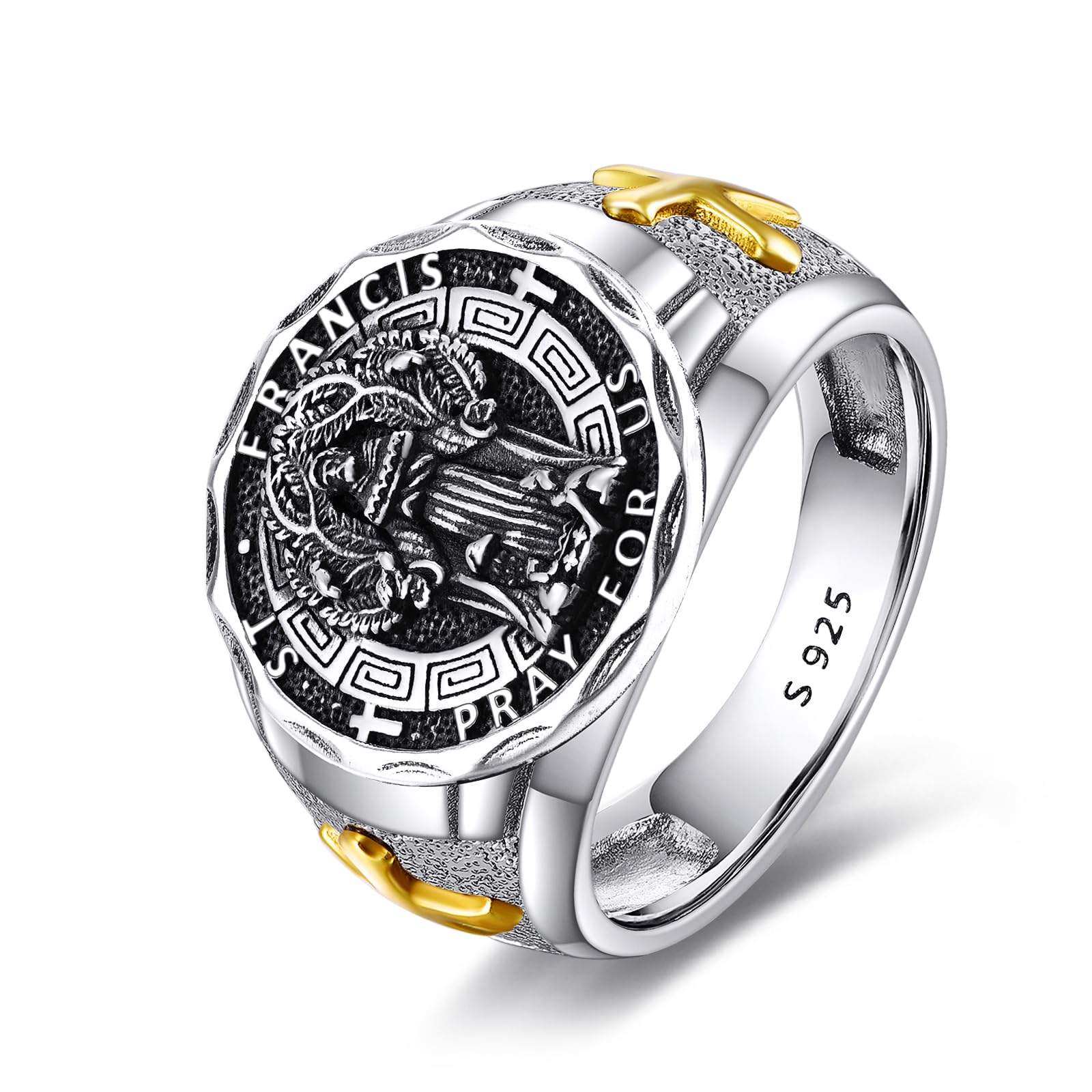 YFN Patron Saint Ring Sterling Silver Religious Protector Ring Jewelry Gifts for Women Men