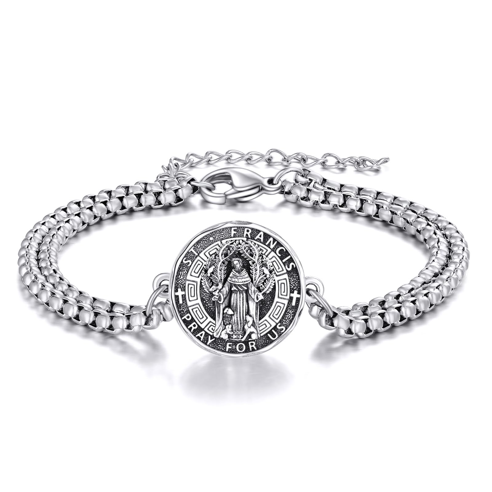 YFN Patron Saint Bracelet Sterling Silver Religious Protector Bracelet Jewelry Gift for Women Men