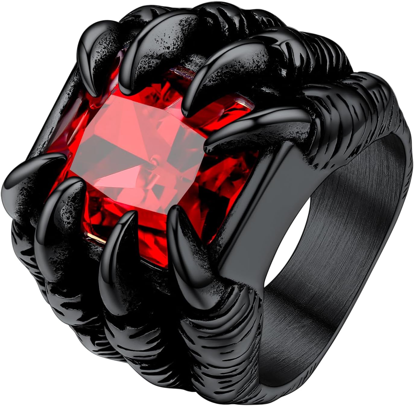 PROSTEEL Mens Gothic Biker Ring, 316L Stainless Steel Dragon Claw Eye Ring/Raven Skull Ring/Octopus Ring, Cool and Masculine, Size 7-14, Black/18K Gold Plated, Come with Box