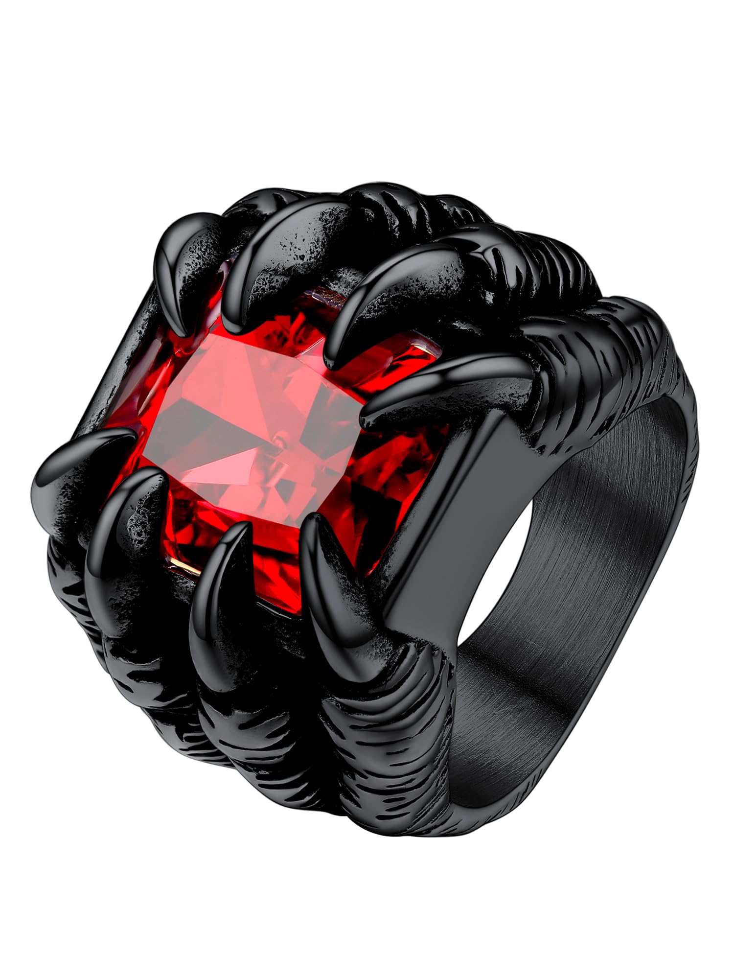 PROSTEEL Mens Gothic Biker Ring, 316L Stainless Steel Dragon Claw Eye Ring/Raven Skull Ring/Octopus Ring, Cool and Masculine, Size 7-14, Black/18K Gold Plated, Come with Box