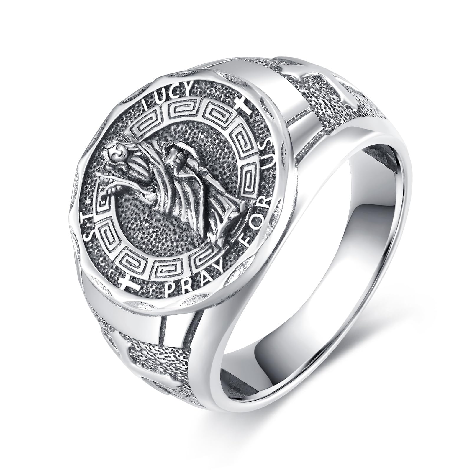 YFN Patron Saint Ring Sterling Silver Religious Protector Ring Jewelry Gifts for Women Men