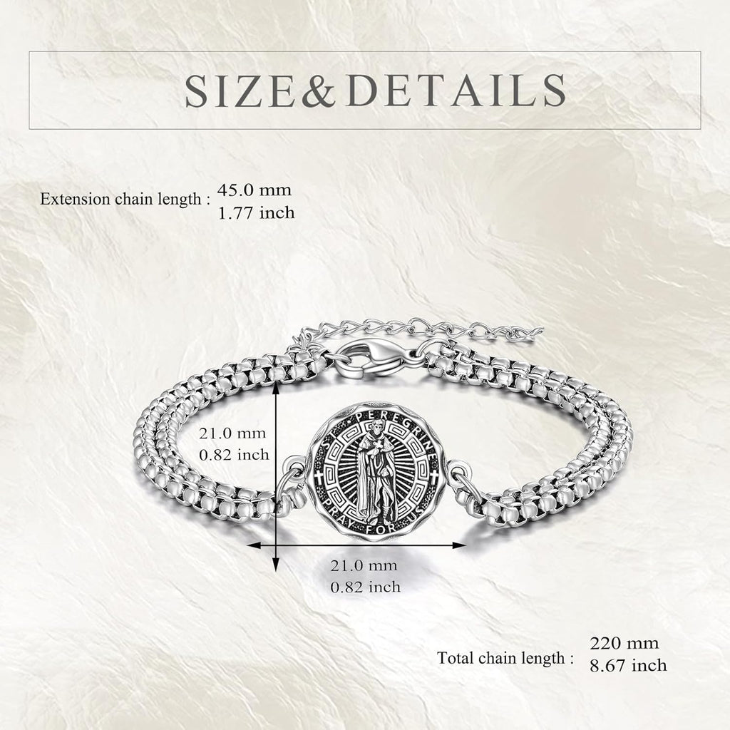 YFN Patron Saint Bracelet Sterling Silver Religious Protector Bracelet Jewelry Gift for Women Men