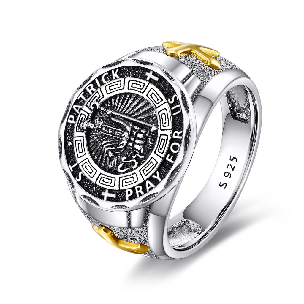 YFN Patron Saint Ring Sterling Silver Religious Protector Ring Jewelry Gifts for Women Men
