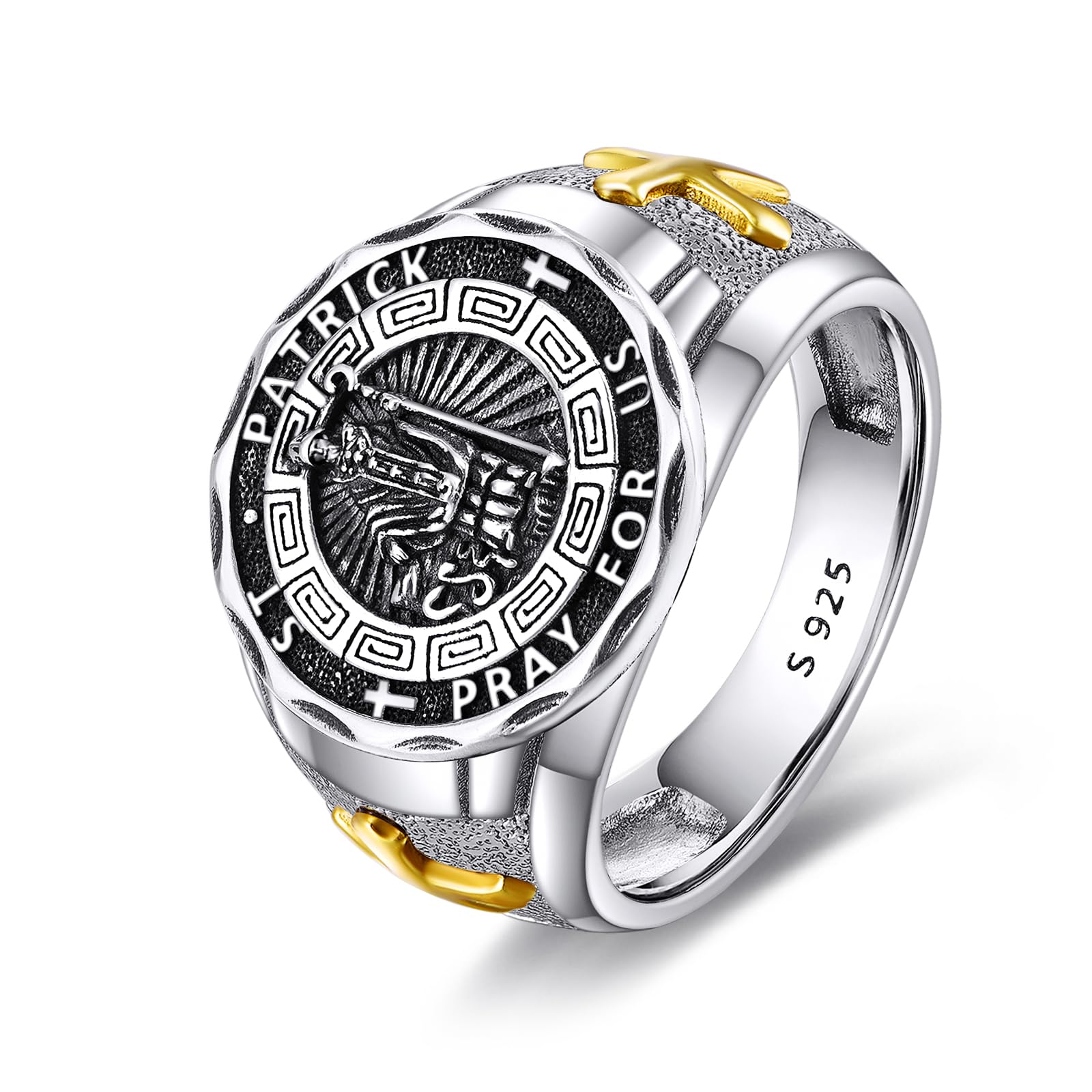 YFN Patron Saint Ring Sterling Silver Religious Protector Ring Jewelry Gifts for Women Men