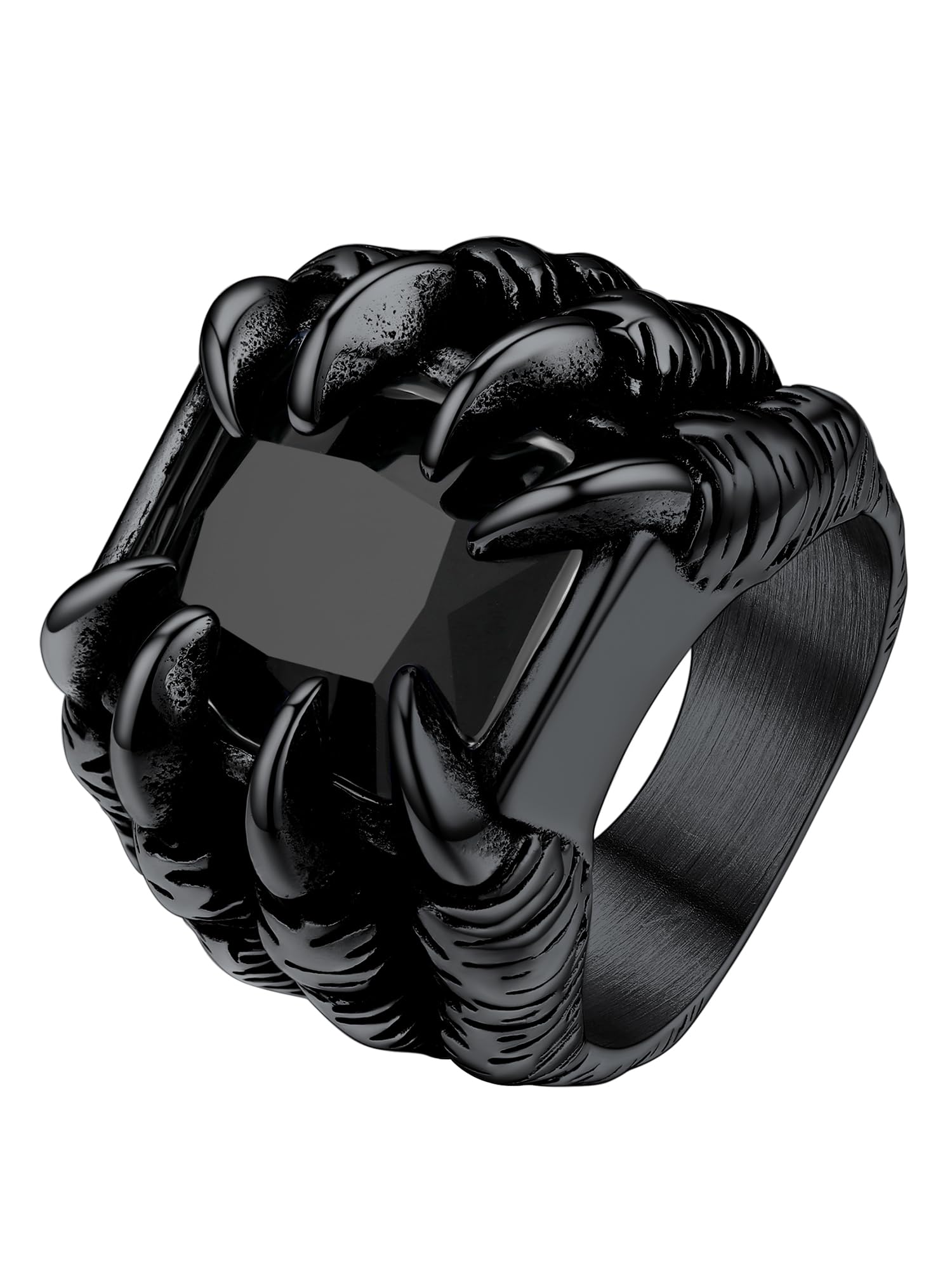 PROSTEEL Mens Gothic Biker Ring, 316L Stainless Steel Dragon Claw Eye Ring/Raven Skull Ring/Octopus Ring, Cool and Masculine, Size 7-14, Black/18K Gold Plated, Come with Box