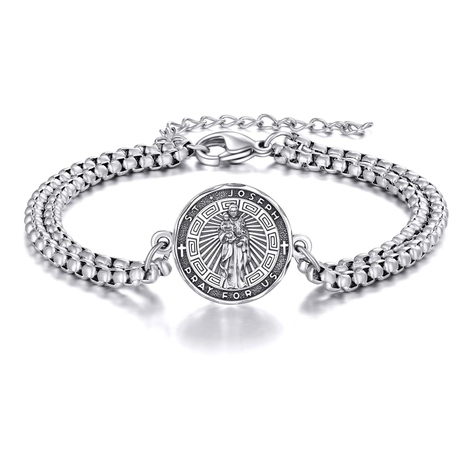 YFN Patron Saint Bracelet Sterling Silver Religious Protector Bracelet Jewelry Gift for Women Men