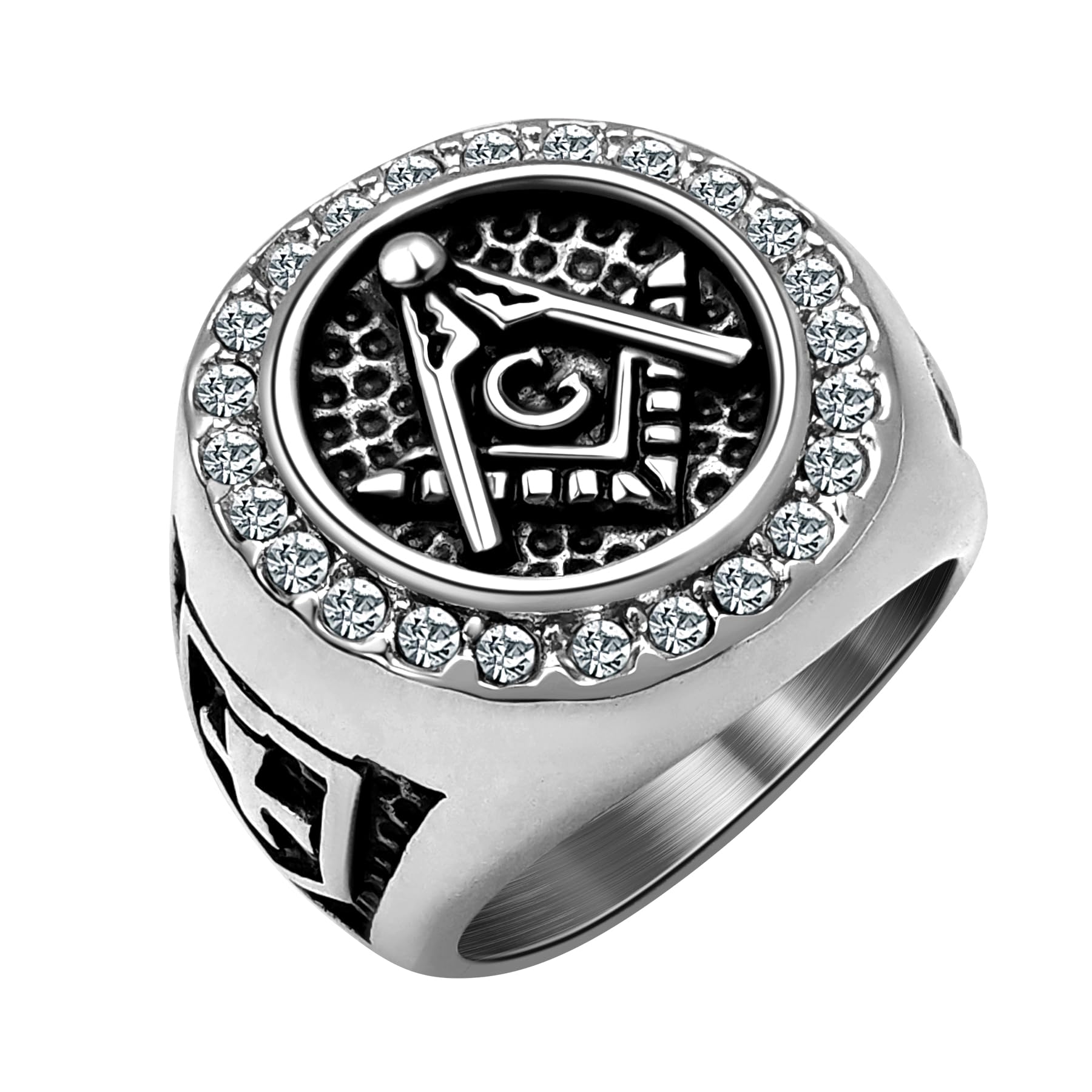 Masonic Signet Rings for Men, 316L Stainless Steel/18K Real Gold/Black Metal Freemason Jewelry, Punk Biker Mason Ring, Size 7-12