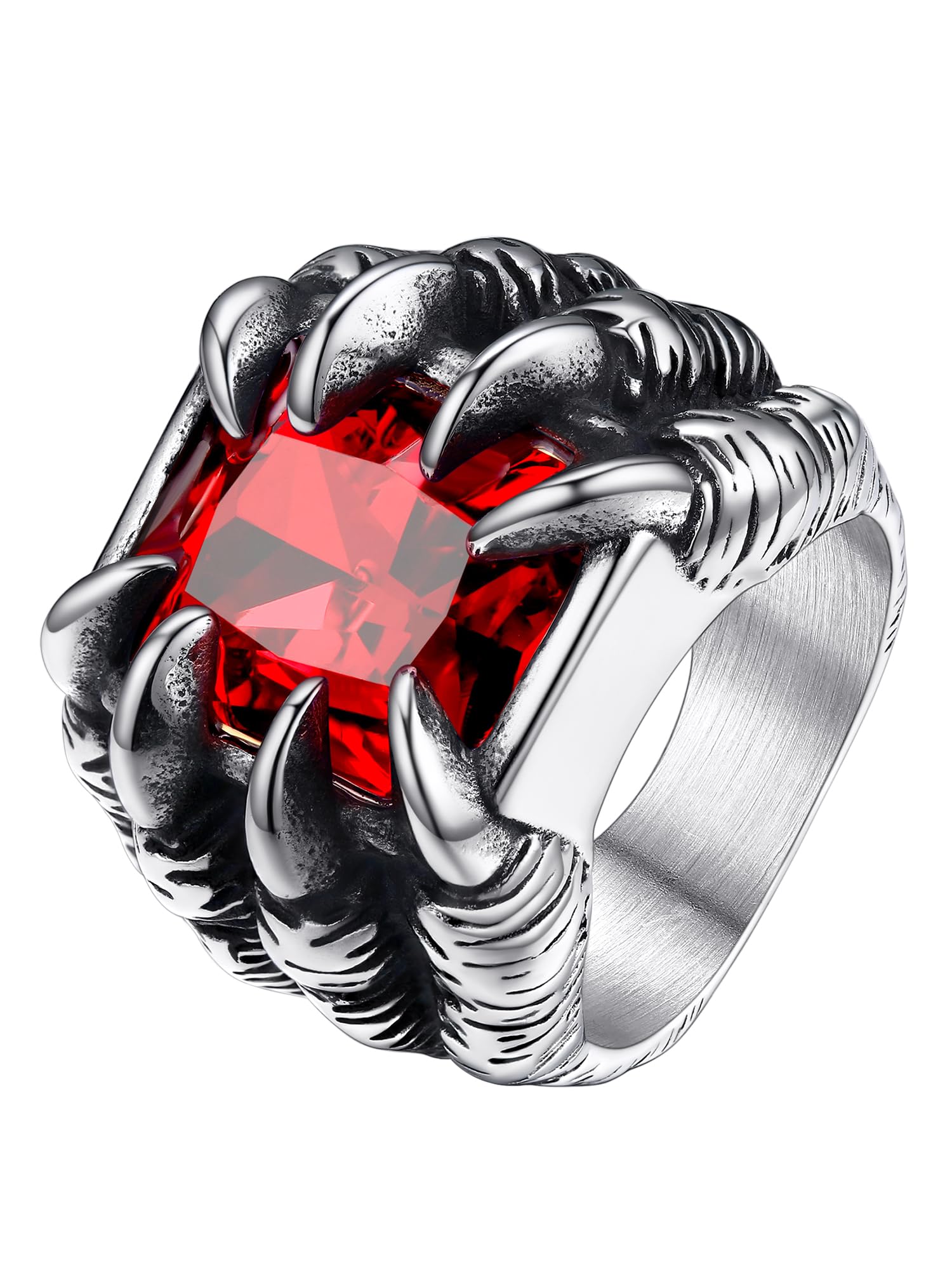 PROSTEEL Mens Gothic Biker Ring, 316L Stainless Steel Dragon Claw Eye Ring/Raven Skull Ring/Octopus Ring, Cool and Masculine, Size 7-14, Black/18K Gold Plated, Come with Box