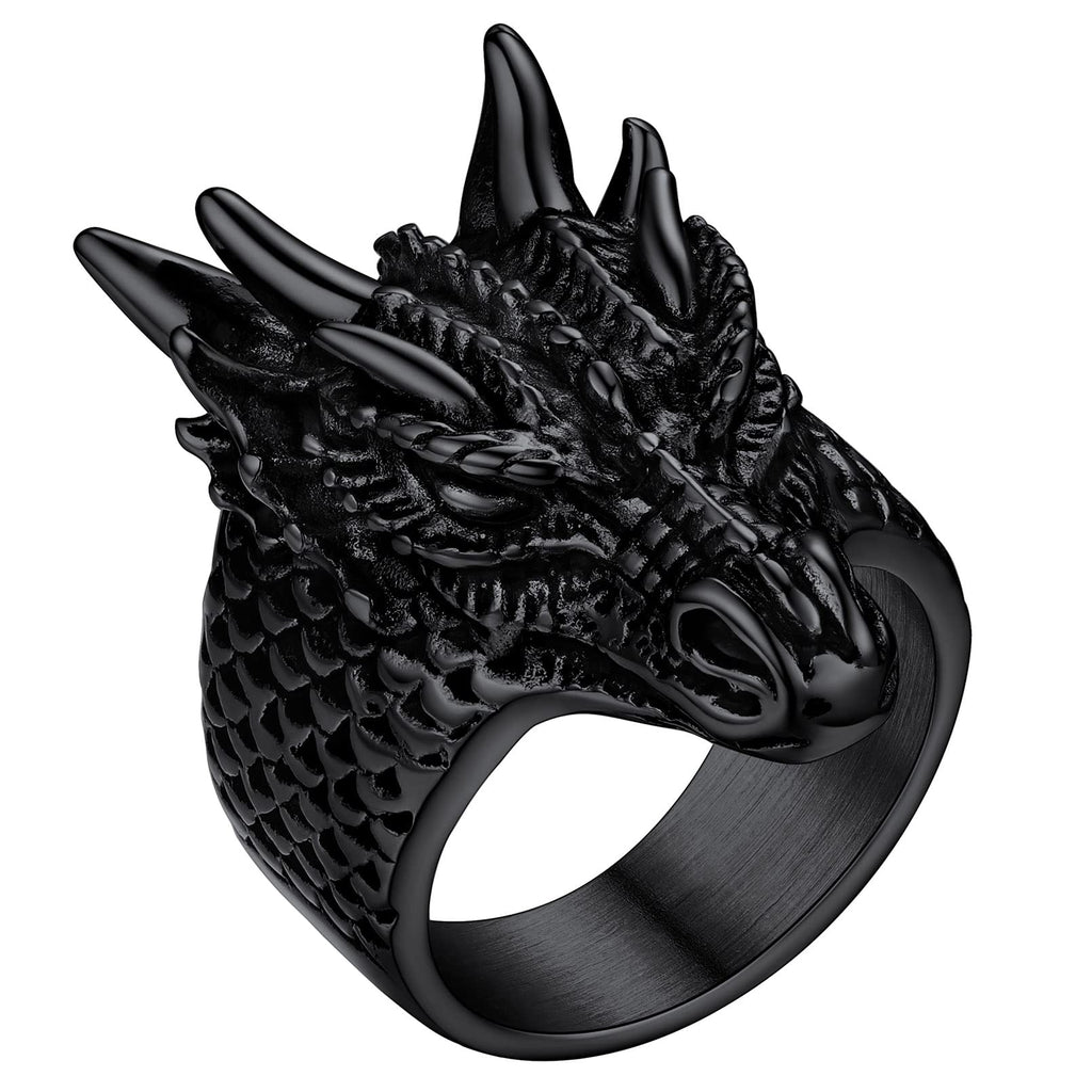 FaithHeart Norse Viking Jewelry Mens Stainless Steel Vikings Thor's Hammer/Wolf Head Ring Valknut Warrior's Gothic Jewelry-Personalized Engrave