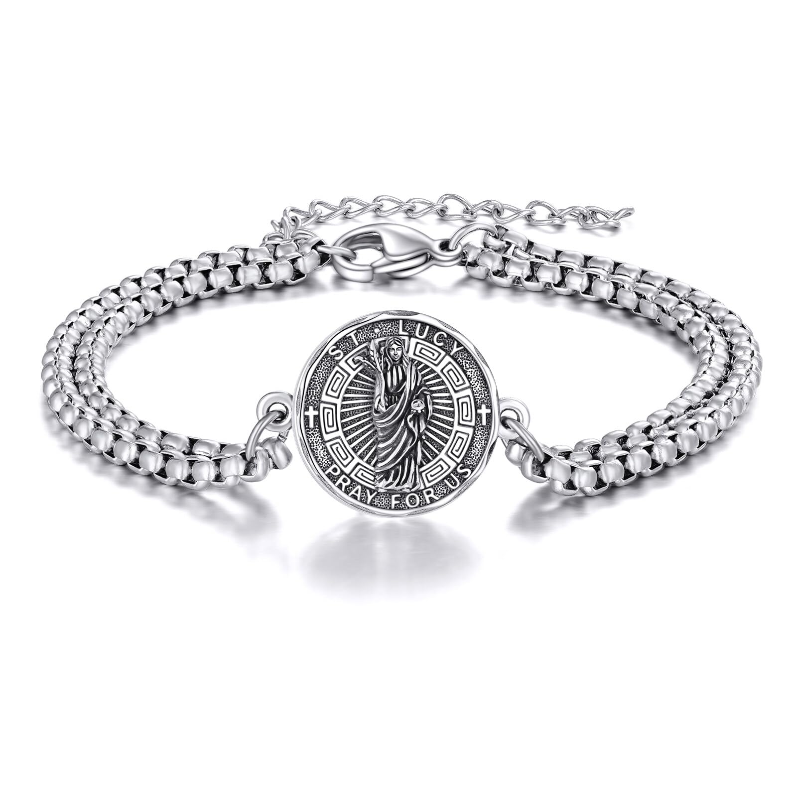 YFN Patron Saint Bracelet Sterling Silver Religious Protector Bracelet Jewelry Gift for Women Men
