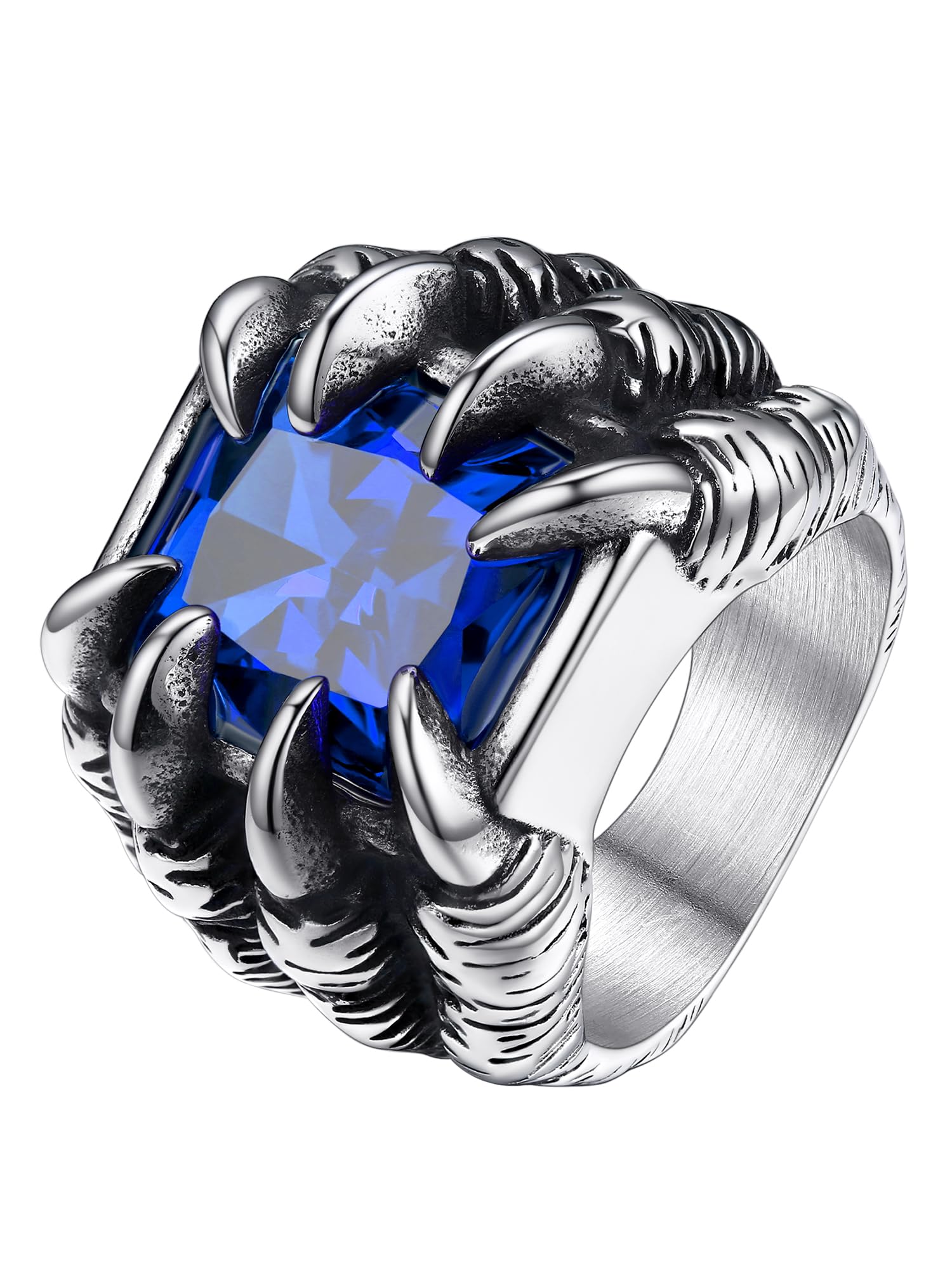 PROSTEEL Mens Gothic Biker Ring, 316L Stainless Steel Dragon Claw Eye Ring/Raven Skull Ring/Octopus Ring, Cool and Masculine, Size 7-14, Black/18K Gold Plated, Come with Box