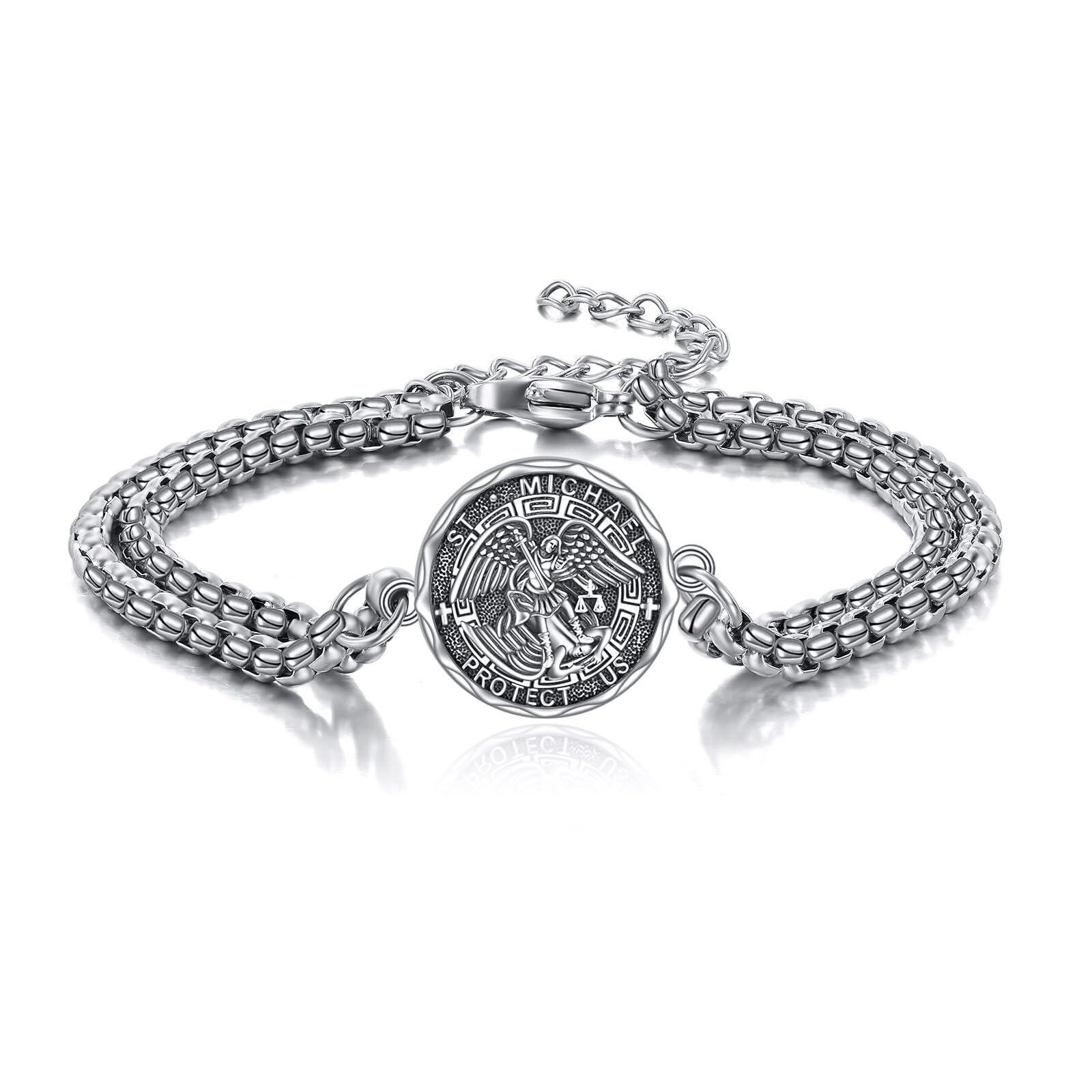 YFN Patron Saint Bracelet Sterling Silver Religious Protector Bracelet Jewelry Gift for Women Men